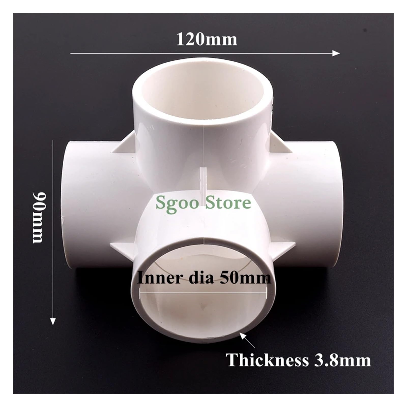 Conectores de marco hidropónico/tubo de riego de PVC, de 50 mm, color blanco, de 3/4/5 vías, en cruz y 6 vías, accesorios de unión tridimensionales(6 ways joint,Inner Dia 50mm(5pcs))