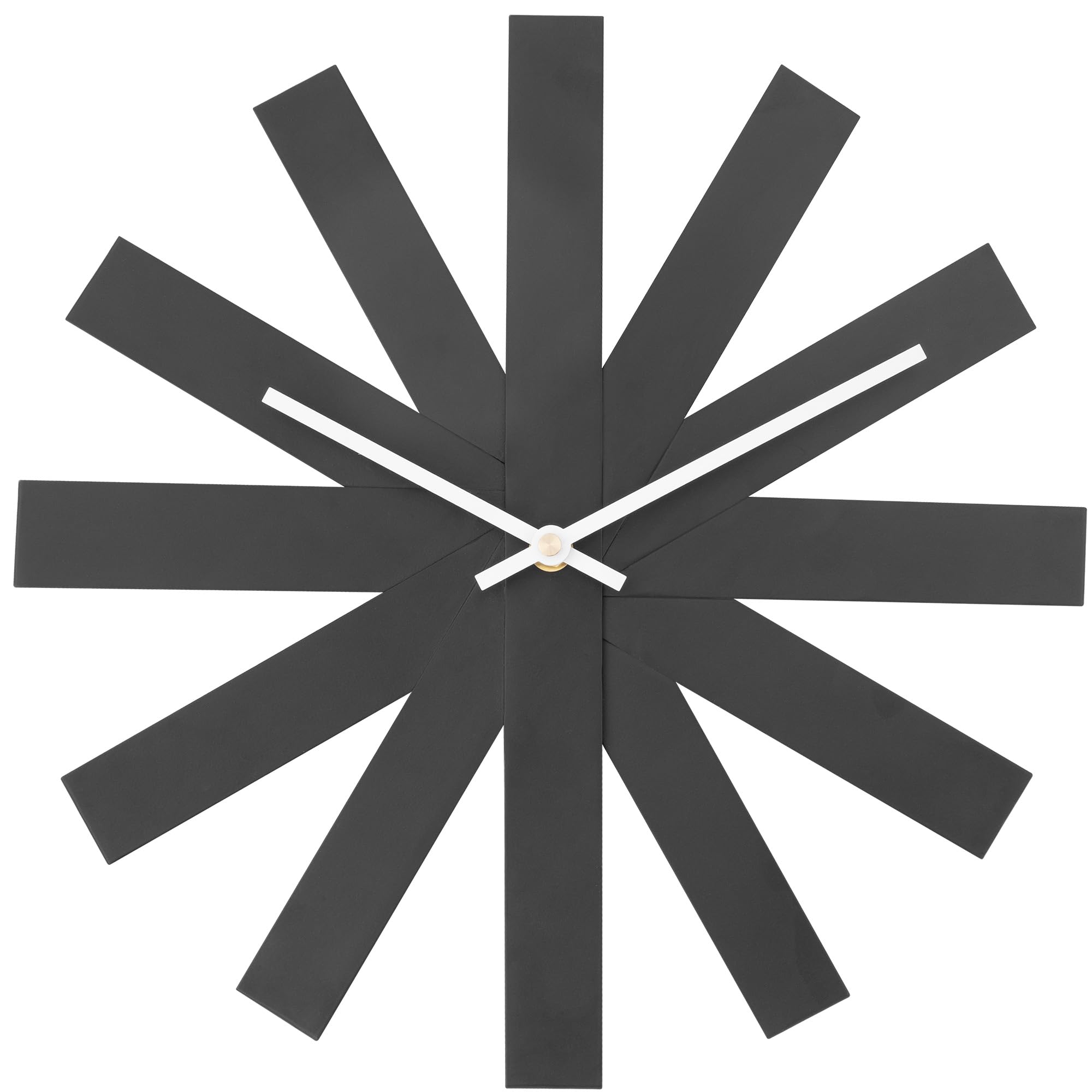 Wall Clock, 14 in Mid Century Modern Wall Clocks Battery Operated, Unique 3D Frameless Black Metal Wall Clock Silent Non Ticking for Kitchen, Bedroom, Office, Outdoor, Living Room Decor