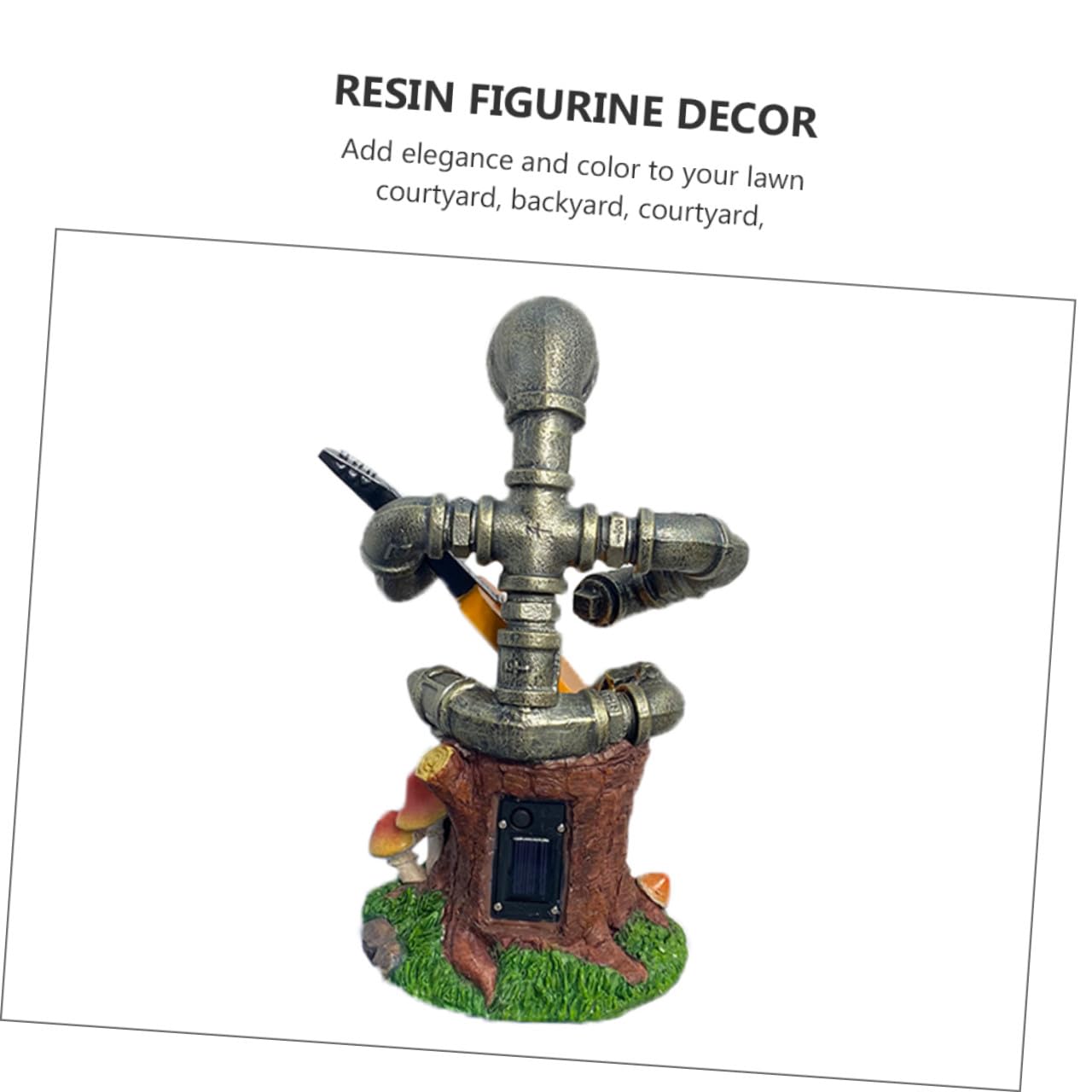 DOITOOL Solar Roboter Gartendeko Solarleuchte Mit Resin Figur Vintage Rohrdesign Wetterfest Für Außenbeleuchtung Und Gartenparty