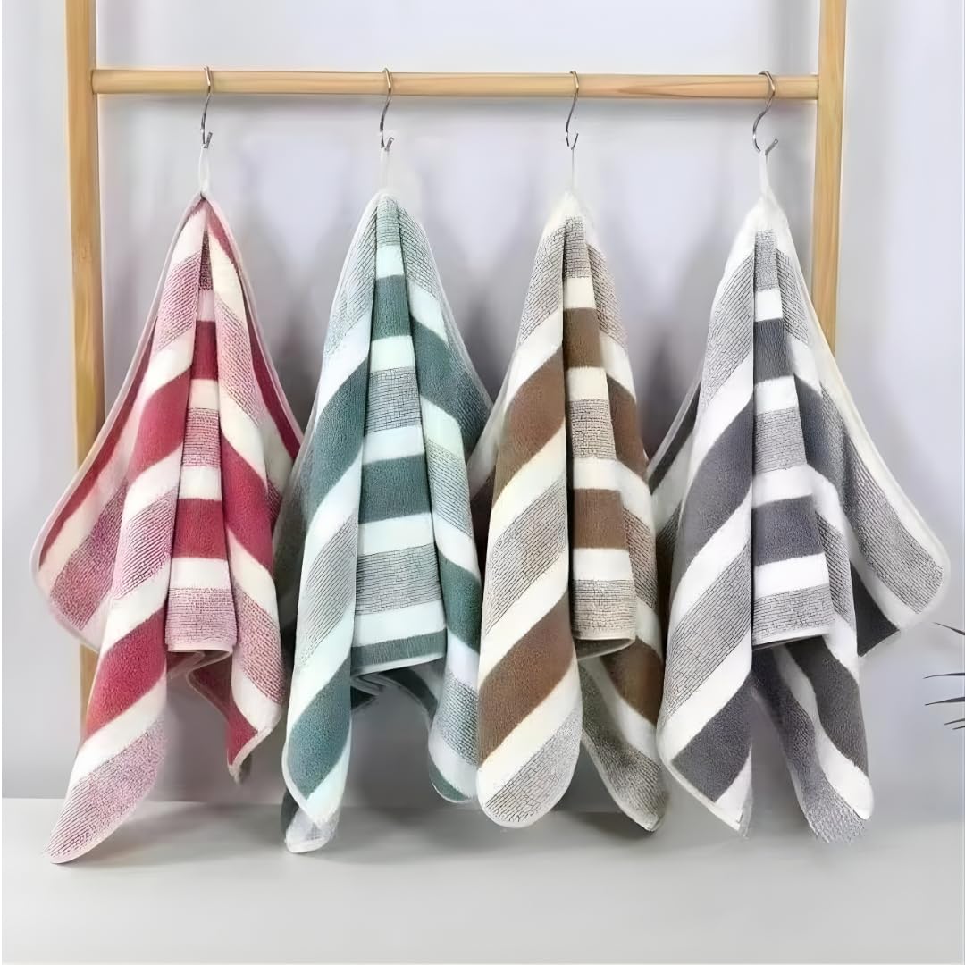 Premium Striped Cotton Towels 40x60 cm | Soft, Highly Absorbent, Quick Dry Multipurpose Hand Towels for Home, Gym, Travel & Yoga (40X60 CM, 2, Count)-image-21