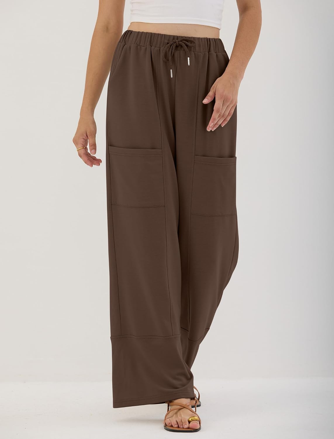 ZAFUL Womens Pants Baggy Wide Leg Sweatpants Casual with Pockets | Elastic Waist, Drawstring, Pull On, Lounge, Palazzo Pant, Fall Trousers