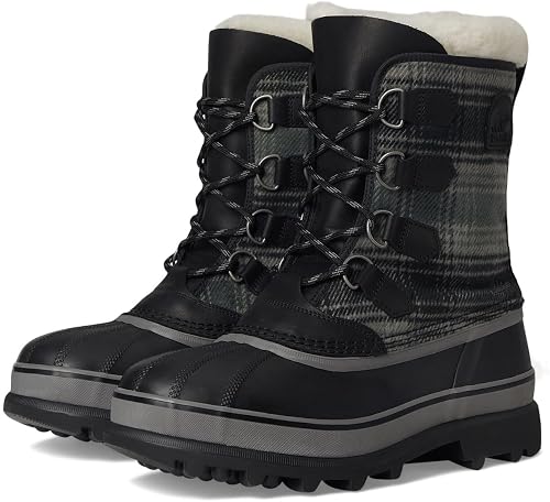 Sorel Men's Caribou Waterproof Winter Boots, Black/Quarry, 14