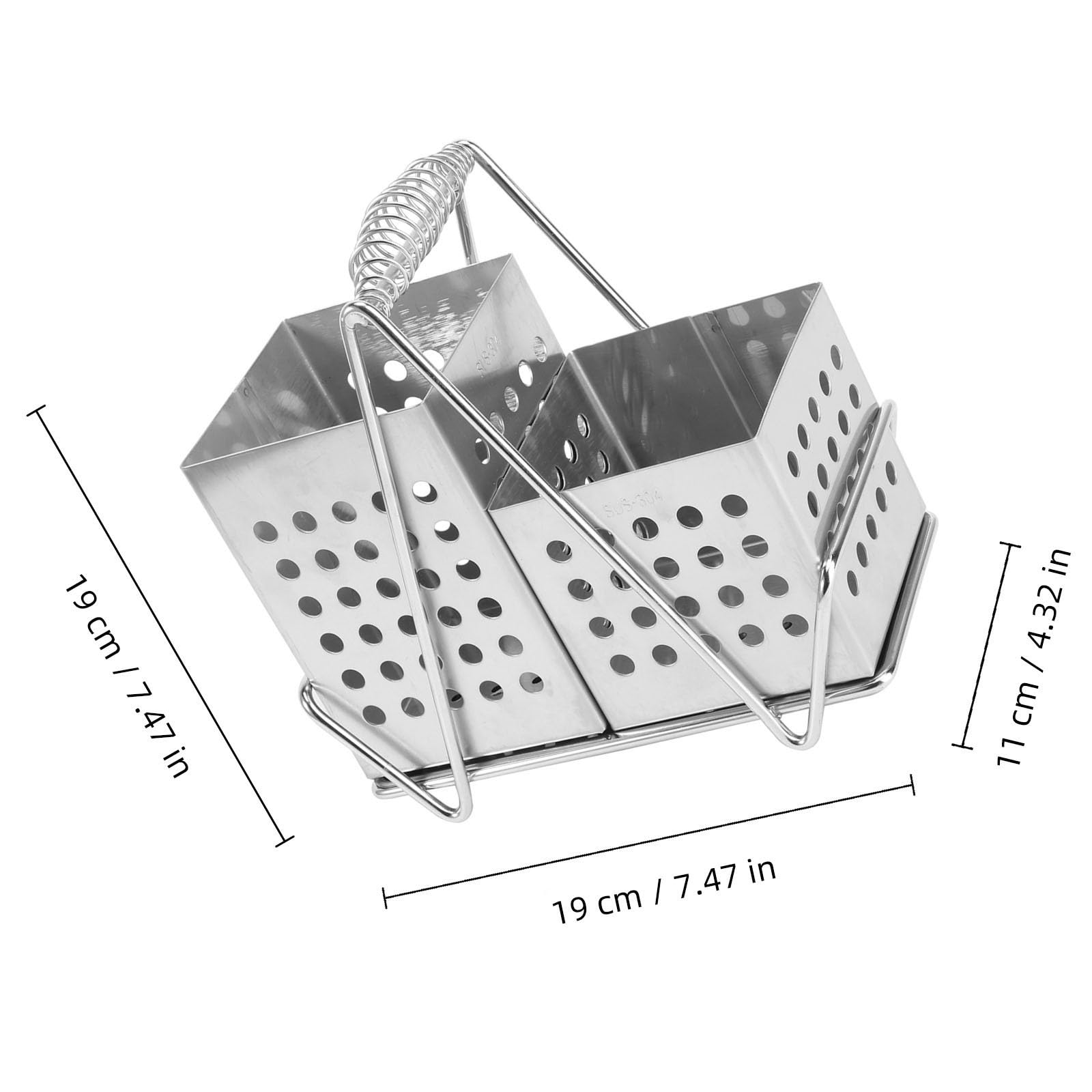 Support de Rangement Multifonctionnel Organisateur D'ustensiles la Cuisine Carré Surface Lisse en Acier Inoxydable Argenté pour Baguettes Restaurant