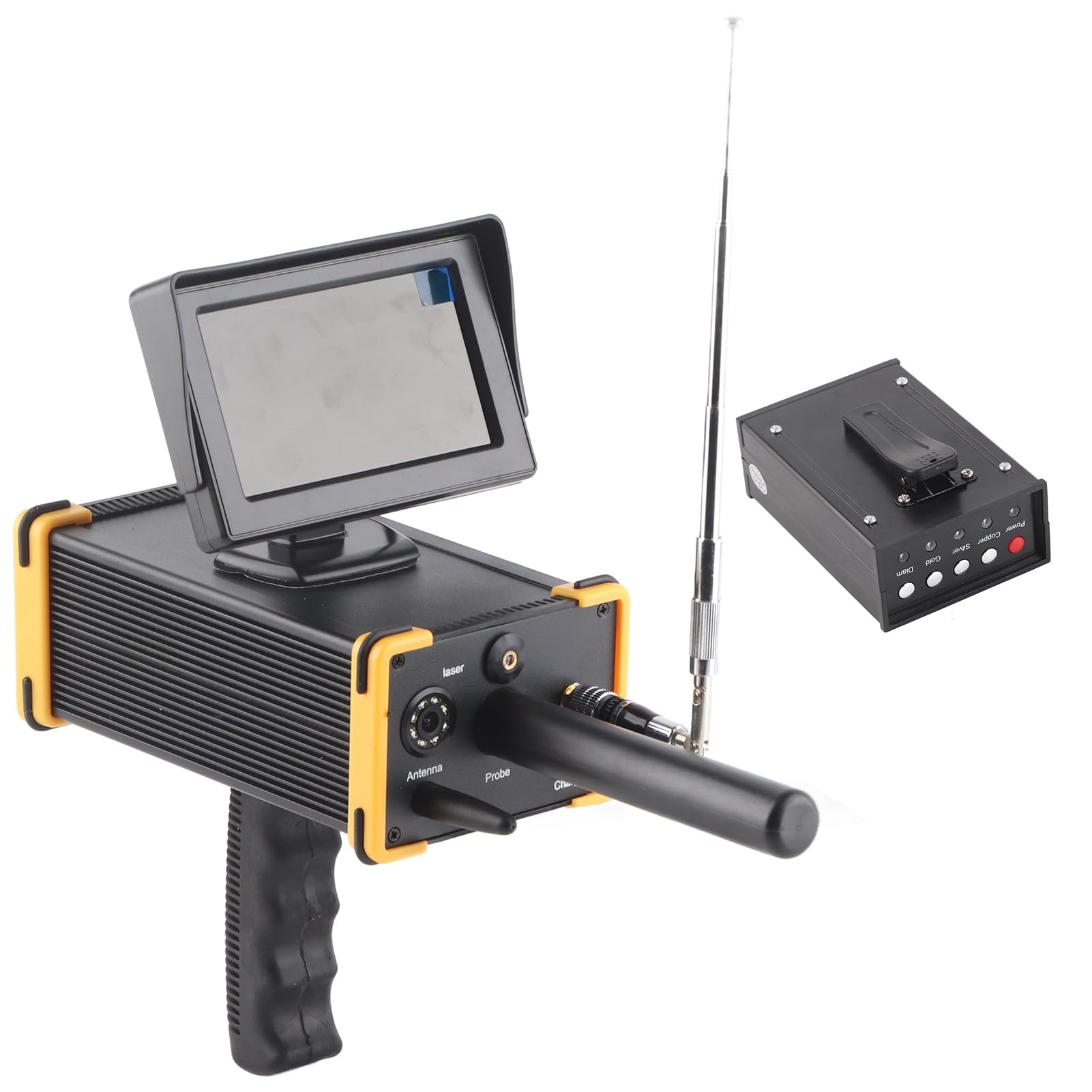 Metal Detector for Adults, Professional 1000M Underground Gold Detector with LCD Display for Treasure Lovers, High Accuracy Pinpoint, Handheld Metal Detector for Silver, Gold, Copper (yellow border)