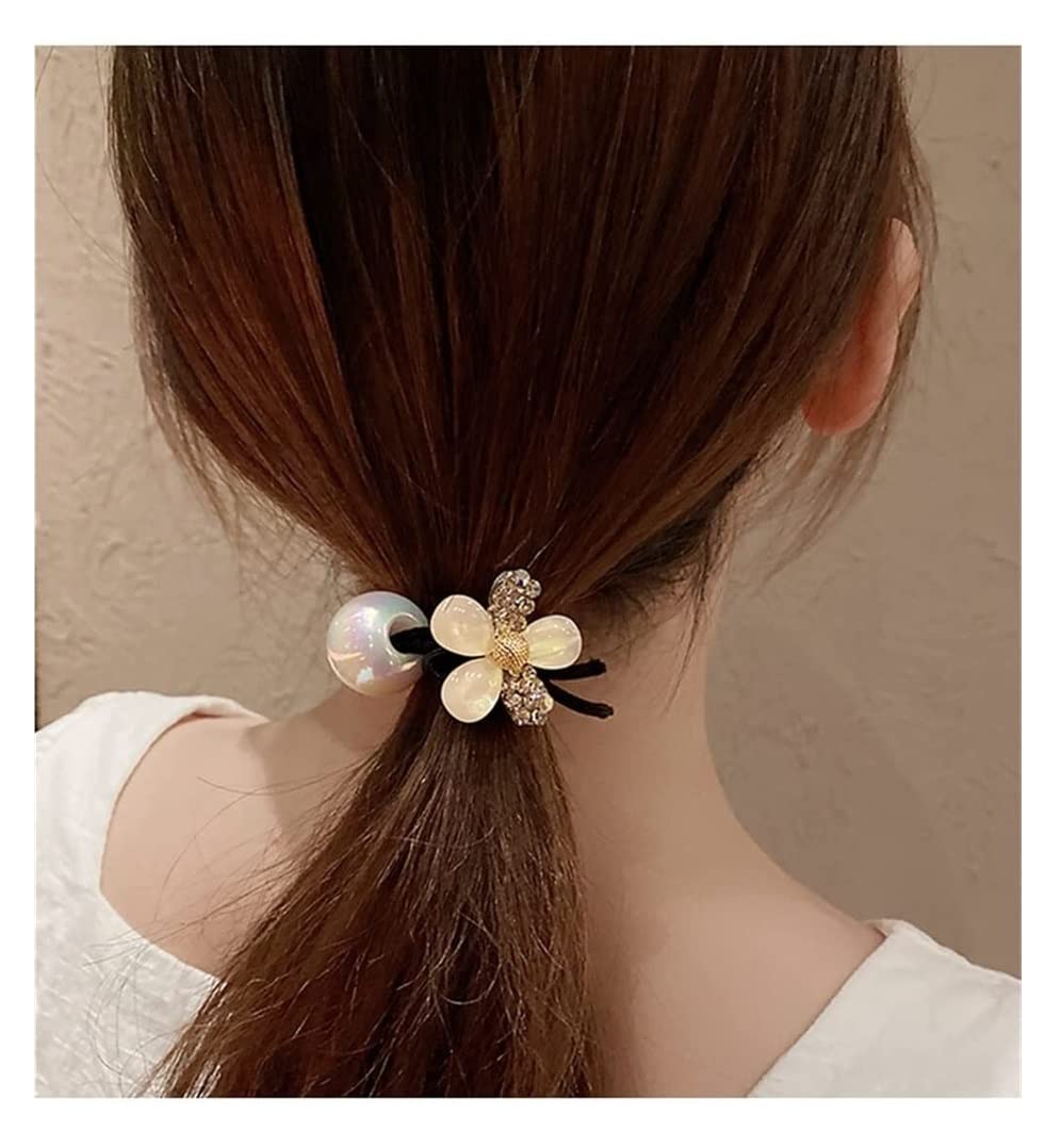 Feste Elastici Capelli 5pcs Versione Coreana Anello Dei Capelli Delle Donne Della Corda Del Doppio Filo Legato Testa A Sfera Decorazione