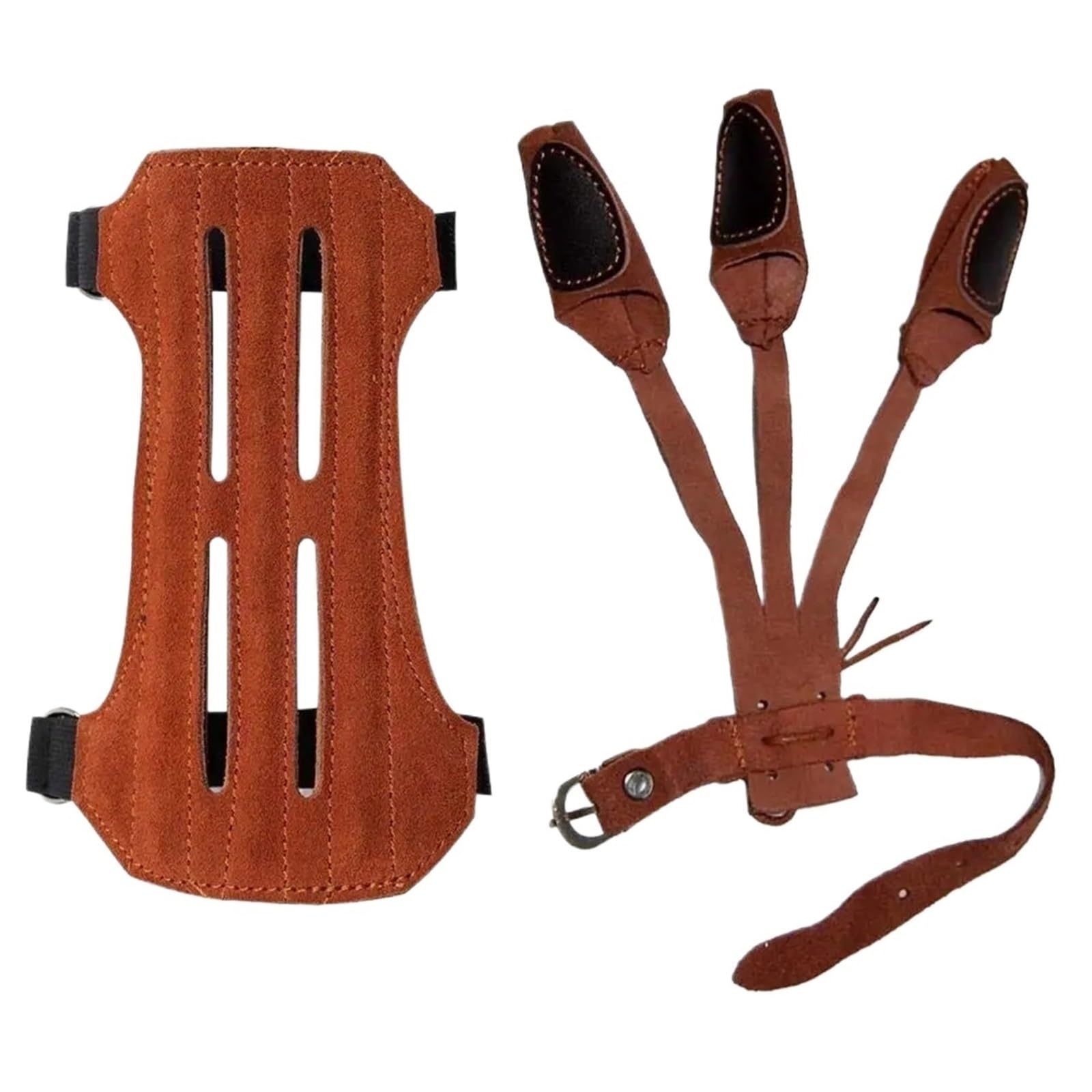 Armschutz Bogenschießen Wildleder Leder Fingerschutz Armschutz Bogenschießen Schießübungen Bogen Pfeil Sport Braun Schutzhandschuh Echtes Rindsleder 3 Finger