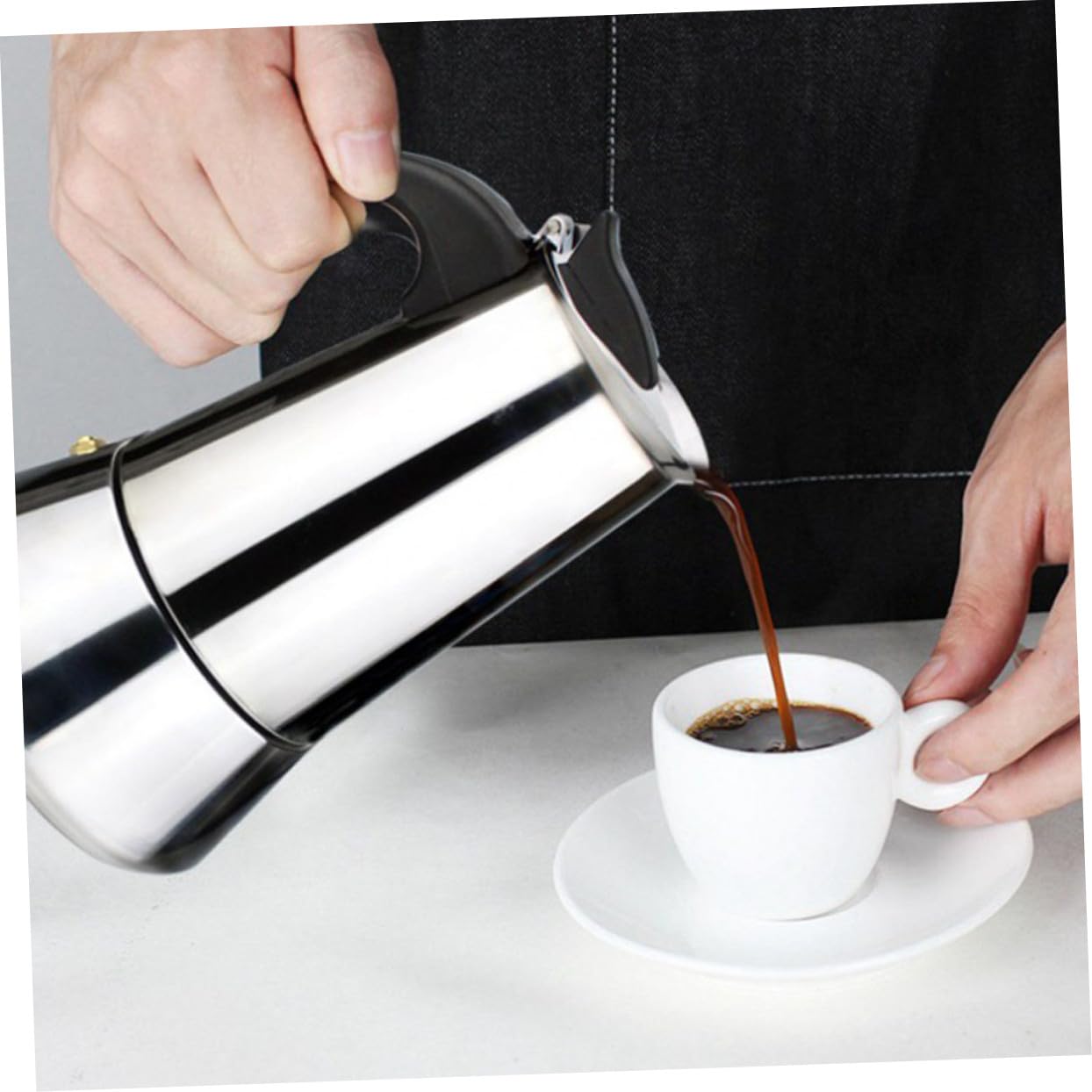 Cafetera de Acero Inoxidable para Espresso Resistente y con Mango Resistente al Calor Adecuada para Cocinas de Inducción y Uso Doméstico