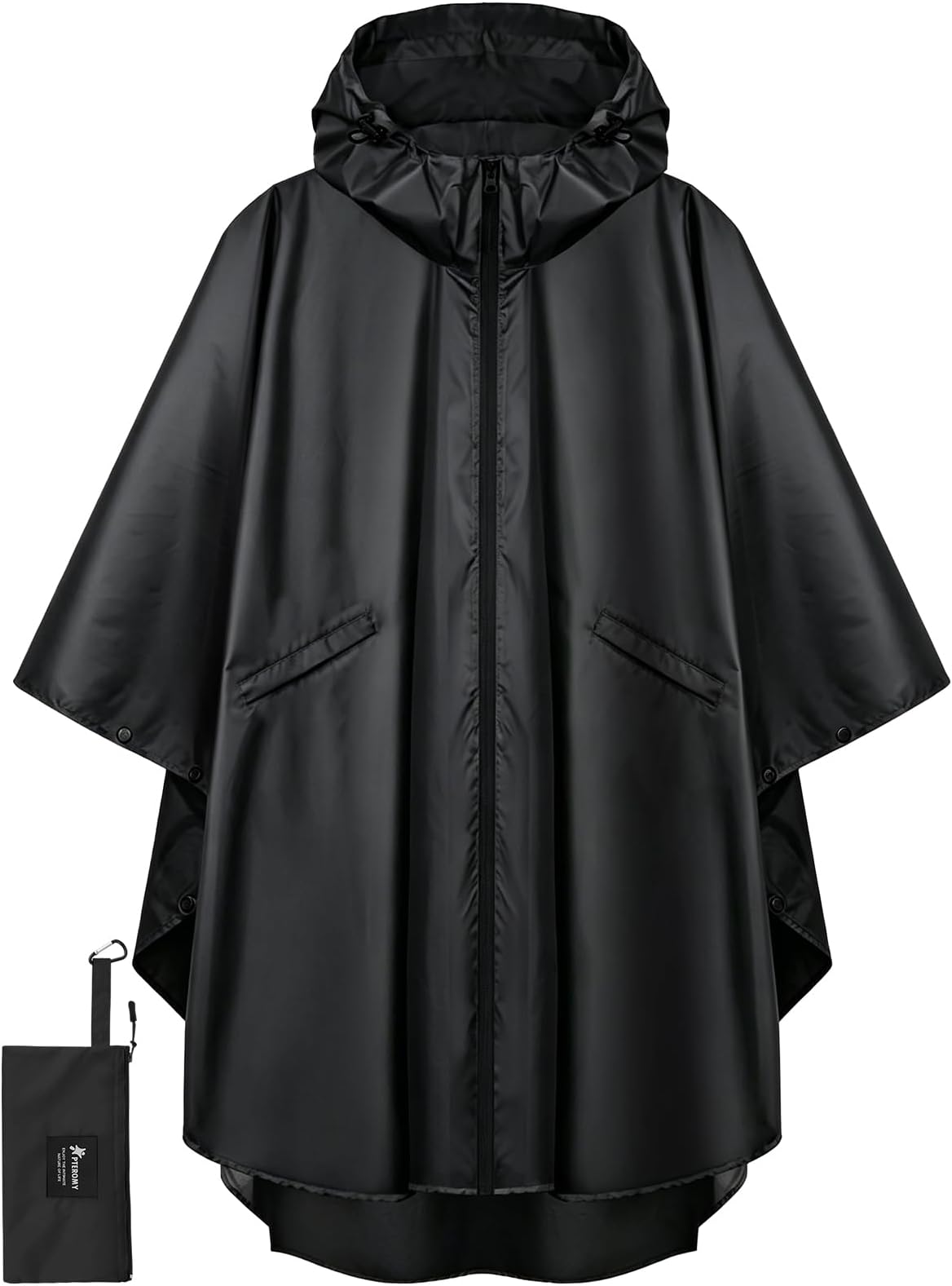 Hooded Rain Poncho for Adult with Pocket and Zipper, Waterproof Lightweight Raincoat for Men and Women