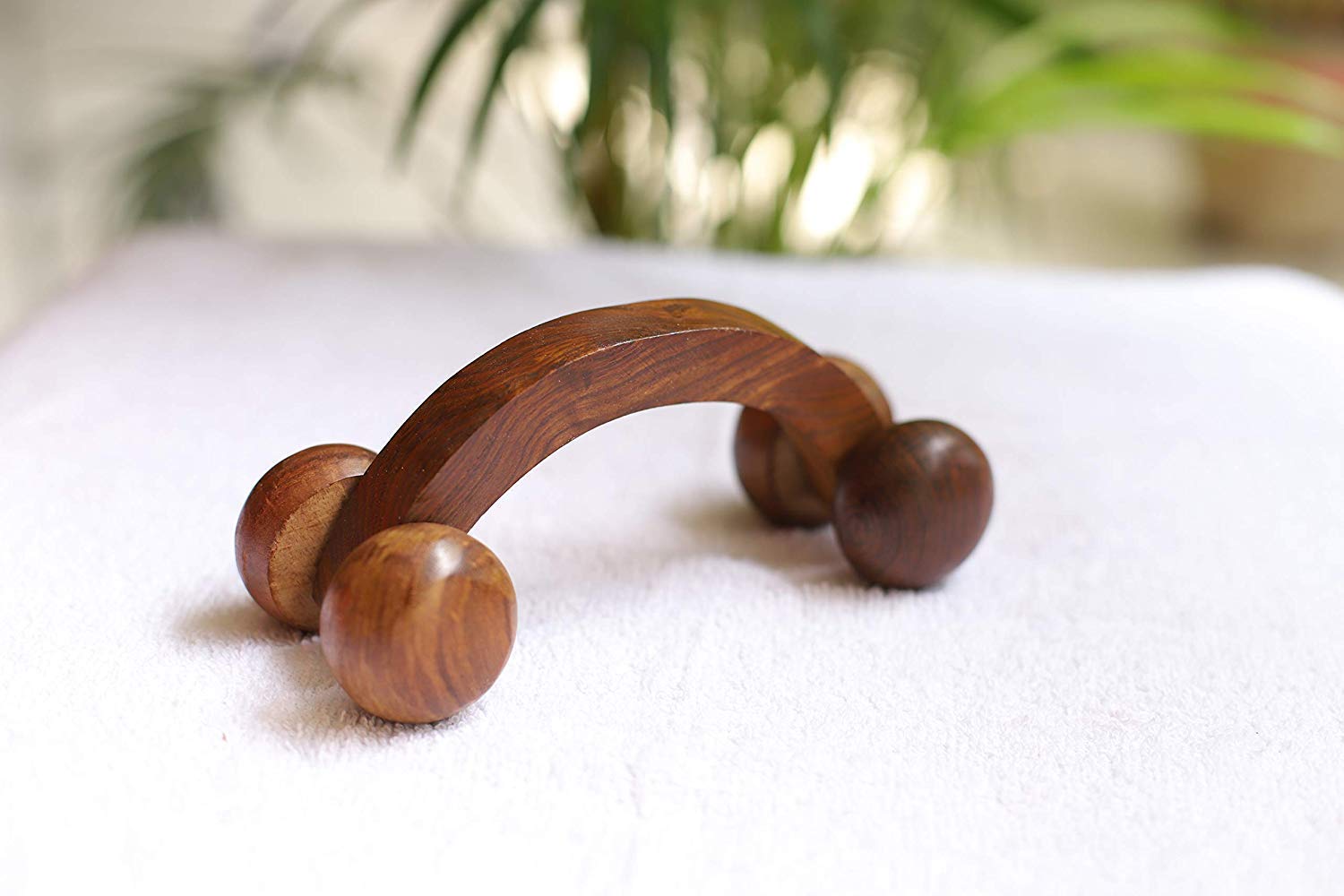 S.B.ARTSWooden Hand Roller Massager with Round Wheels | Handheld Body Calf Massager | Acupressure Roller Massager for Pain Relief (Brown; 6x3 Inch)