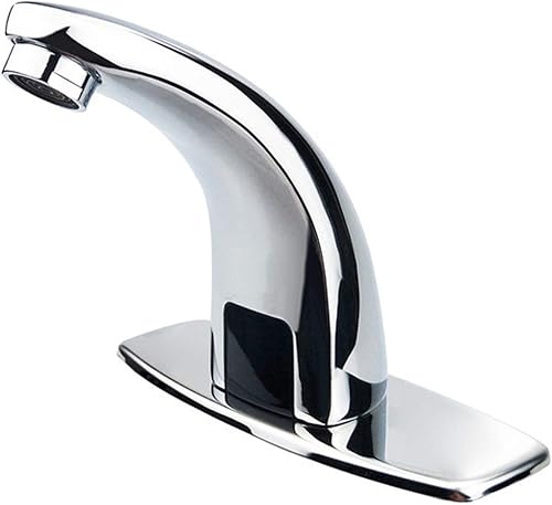 Grifo de baño automático sin contacto con sensor de movimiento, grifo de agua manos libres con mezclador de temperatura, placa de cubierta de un