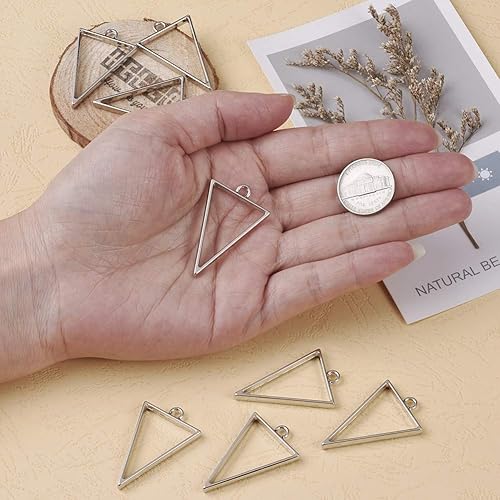 Vista 123 de Dijes de bisel de espalda abierta de estilo surtido, colgantes de marco hueco de metal, dijes de flores prensadas para hacer joyas de resina UV DIY