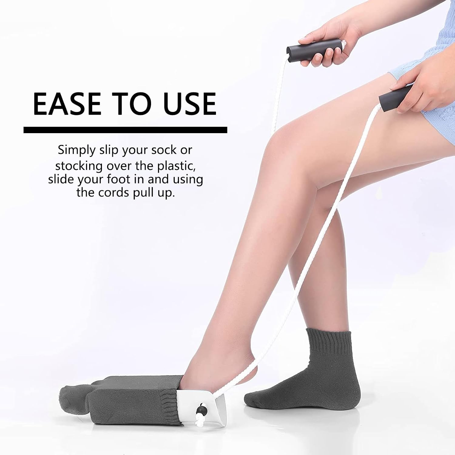 DILSIAI Sock Aid Device for Seniors Assistant Device no Bending Helper Easy on and Off Stocking - Without Bending, Slip Resistance, Reliable Sock Aid Device for Seniors (White)