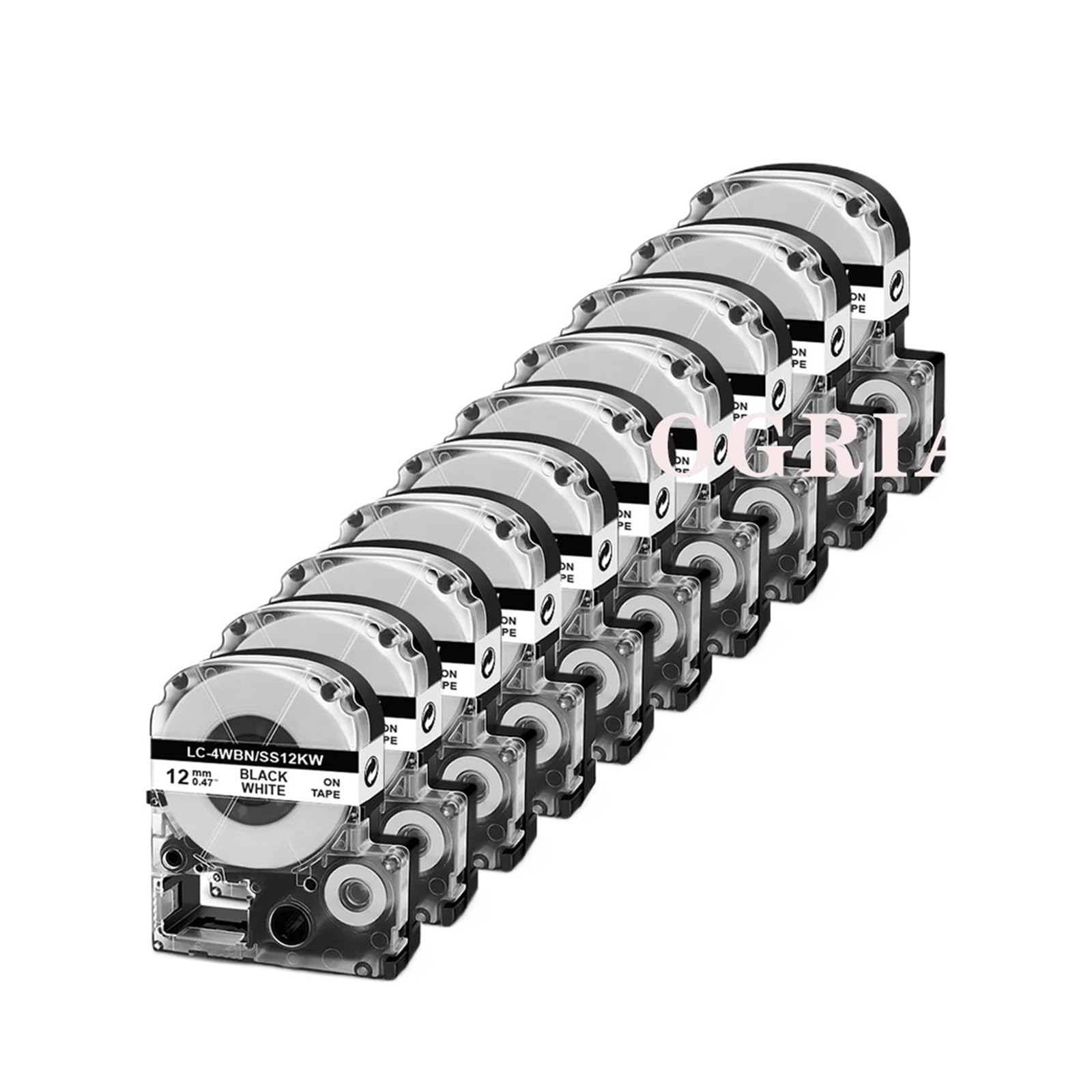 Confezione da 10 nastri for etichette SS12KW in bianco e nero 12 mm