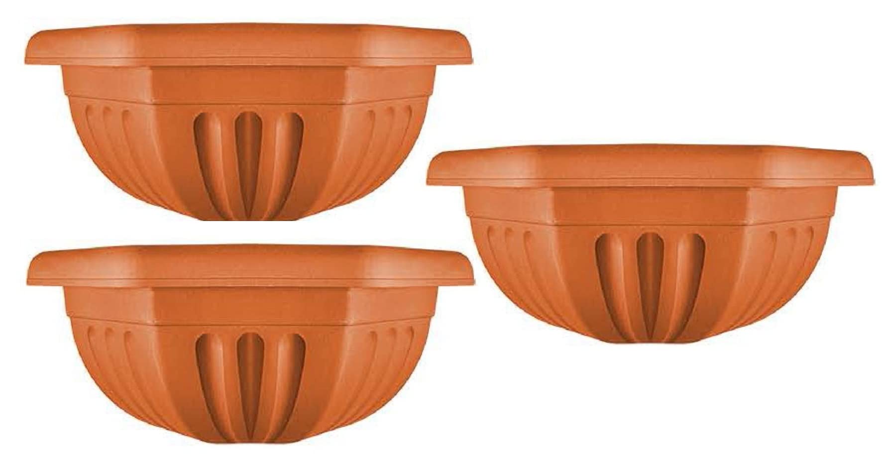 Fence Wall Planter Plant Flower Basket Pot Container Venetian Garden Box Plastic UK (Planter Terracotta 40 cm, 3) — image 1