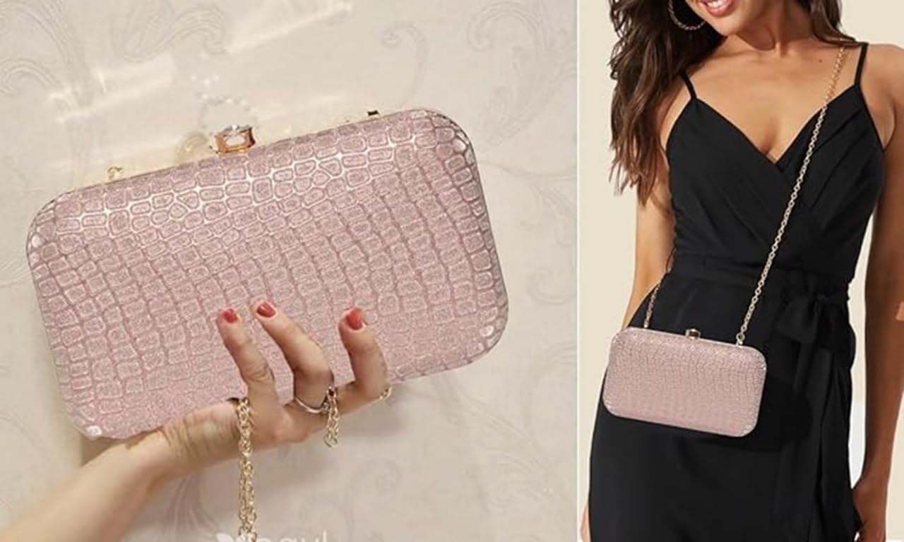 Luxansa Women’s Glitter Clutch Bag Rhinestone Crossbody Purse Wedding Party Clutch for Women 2