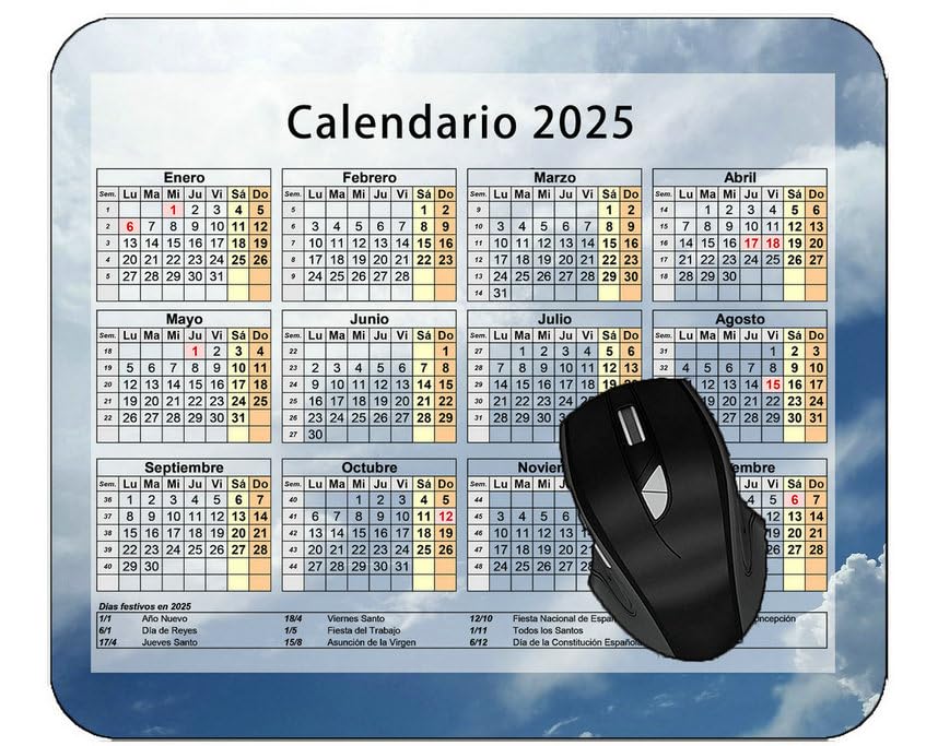 YENDOSTEEN 2025 Calendario Alfombrilla de ratón para Juegos, Gran Alfombrilla de ratón, Cielo Nube Calendario 2025-alfombrilla de ratón para Juegos