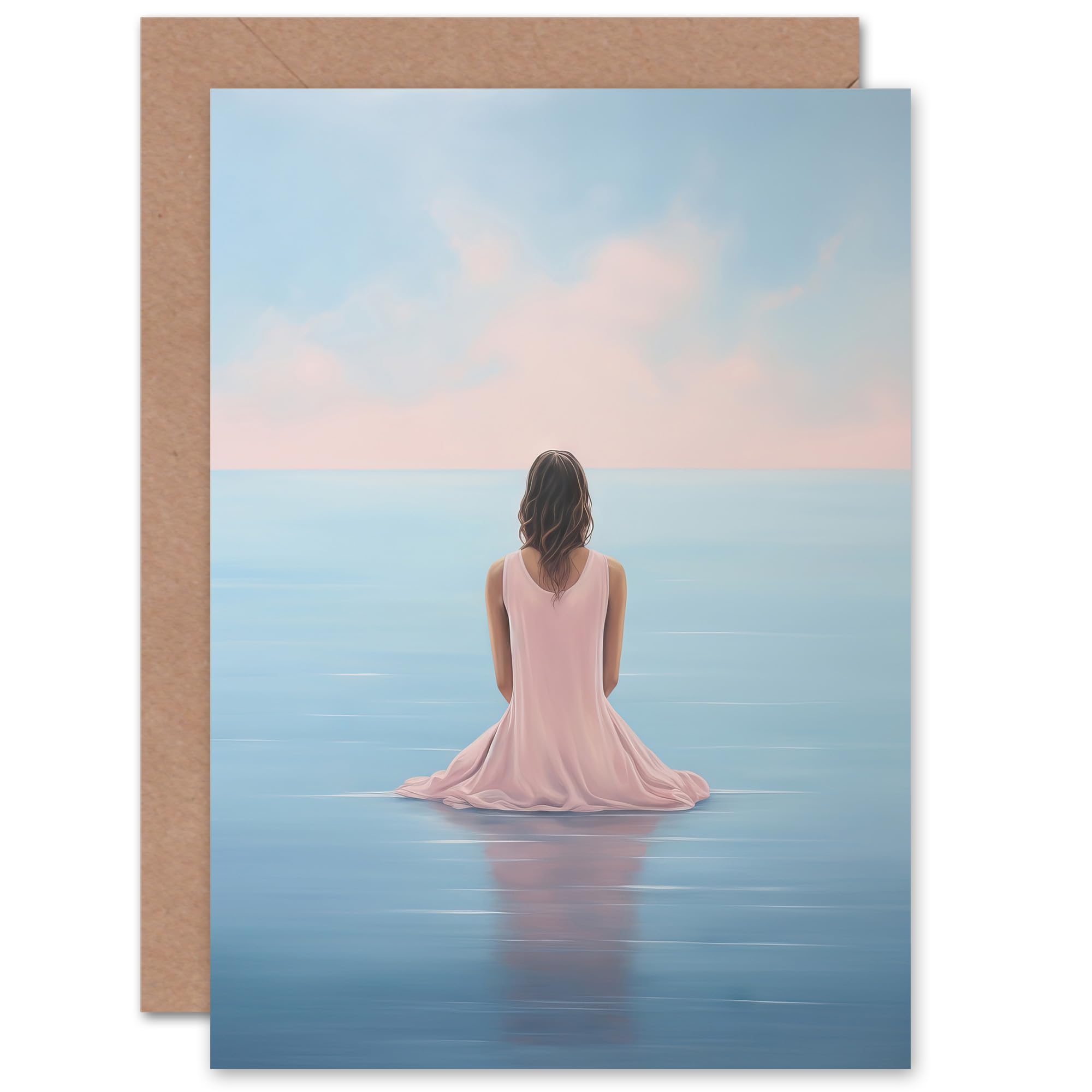 Artery8 Greeting Card - Mindfulness Meditation Sea View - Blue