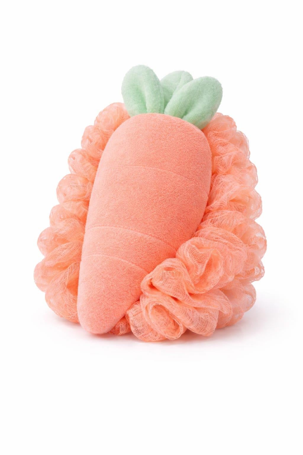 Carrot Bath Flower Loofah Sponge for Bath | Soft Mesh Shower Scrubber for Men & Women | Body Cleaning Bath Sponge | Cute Carrot Shape Bath Loofah for Kids & Adults | Bathroom Bathing Accessories-image-1