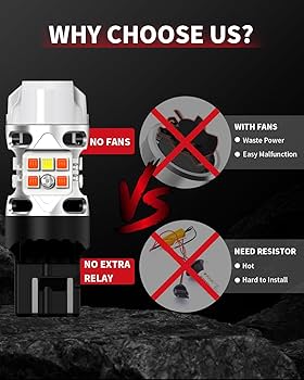 (。・н・ Amazon.com: LASFIT T3 7443 7444NA Switchback LED Bulb Front