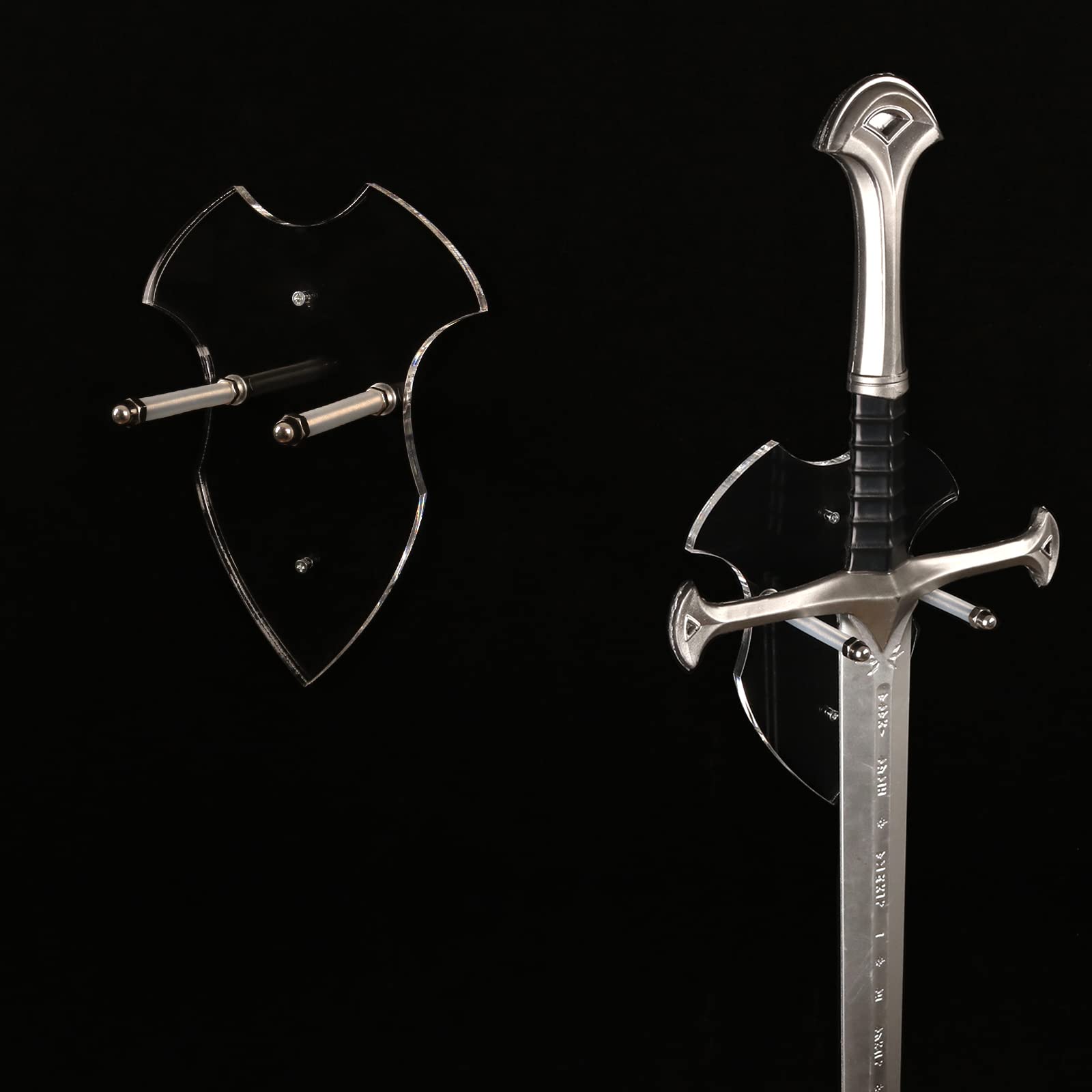Vertikale Schwert-Wandhalterung, Unsichtbarer Wandmontierter Schwertständer für 1 Schwert, Katana oder Axt Samurai-Schwert Display, Mittelalterliche Dekoration (Transparent, 1 Satz)