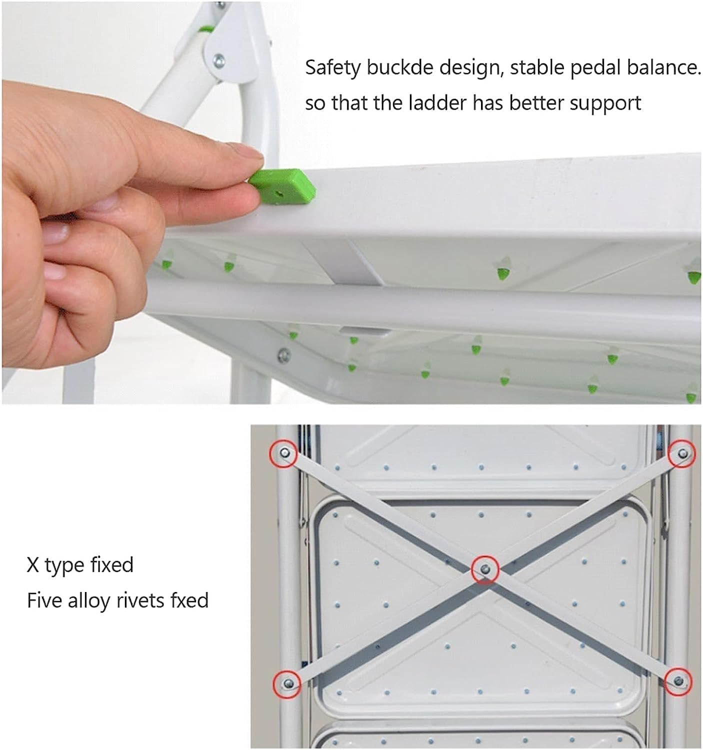 Loft Ladder Folding Ladder Iron 2 Stool Ladder with Handgrip Attic Ladder Anti-Slip Wide Pedal Metal 150kg/330lb Capacity Step Ladder Anti-Slip