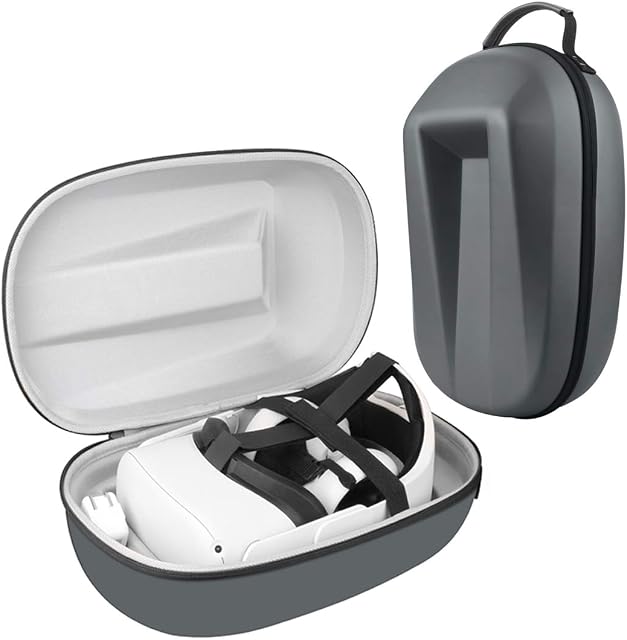 Q2 Hard Carrying Case for Meta/Oculus Quest 2 Adjustable Elite Strap and Oculus Quest 2 Headset Storage Bag,Compatible with Eyglo Q2 Head Strap,Oculus Quest 2 Accessories,Quest 2 Case Bag(Gray)