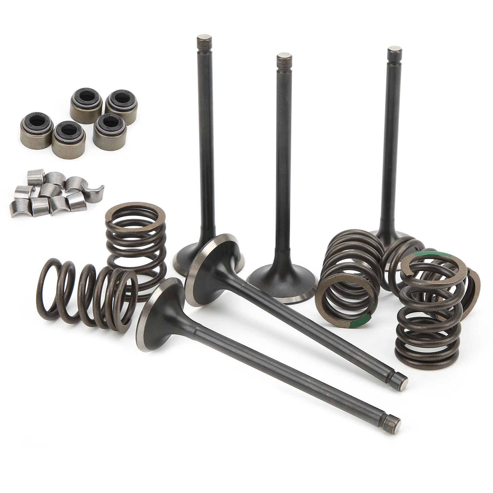 Generic Kit Valvola di Scarico Aspirazione Testata, Durevole e Completo, Ricambio per GRIZZLY 660 YFM660F 4WD 2002-2008, Materiale in Acciaio