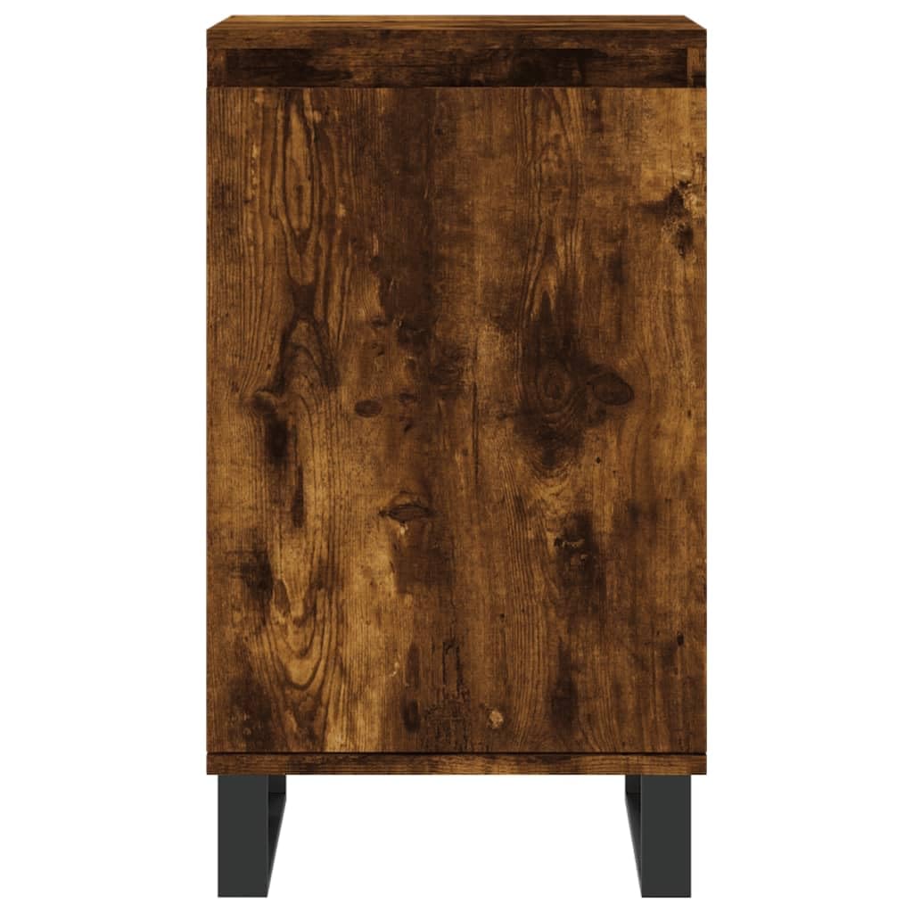 Générique Bufet z 2 przegródkami wędzony dąb 40 x 35 x 70 cm drewno inżynieryjne, szafka do przechowywania z metalowymi drzwiami i nogami, meble wystawowe do salonu