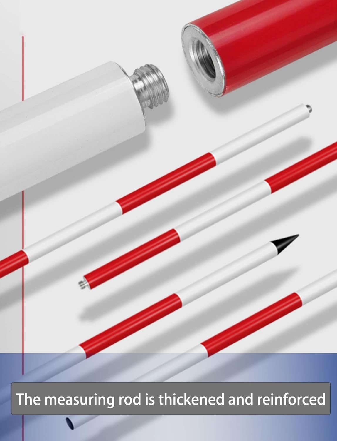 Cinta métrica Ligera Poste topográfico de Aluminio con Varilla de centrado Desmontable | 2 meters (6.56 ft)
