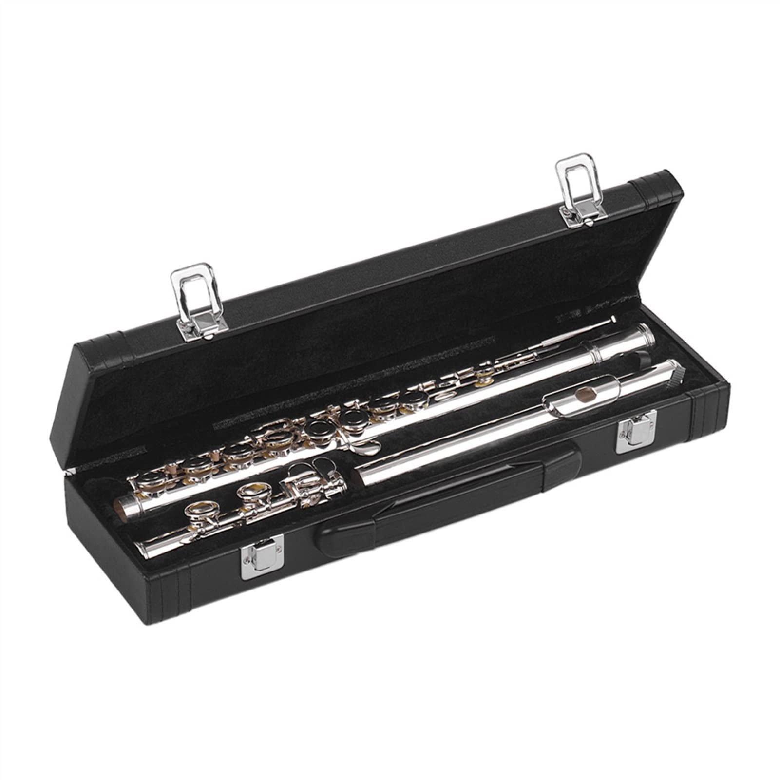 ZUZU Concierto Flauta C Llave Flauta Cuproníquel Plateado 16 Agujeros Cerrados con Estuche Destornillador Instrumentos De Viento Kit Flauta