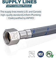Vista 4 de ARCORA Manguera de grifo de baño de 20 pulgadas, líneas de suministro de nailon trenzado cUPC de compresión hembra de 3/8 pulgadas × conector macho