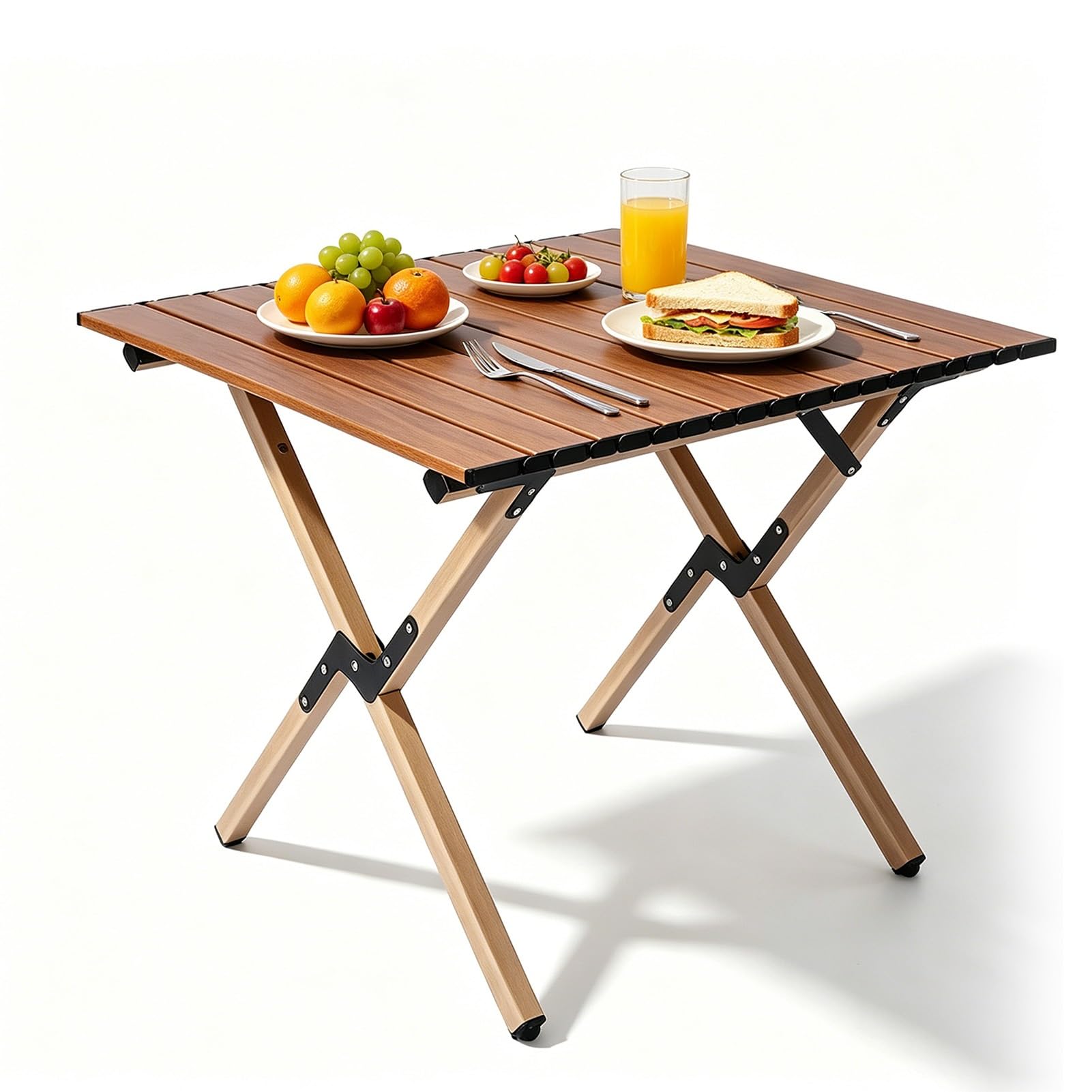 Table de camping pour pique-nique et voyage en famille marron