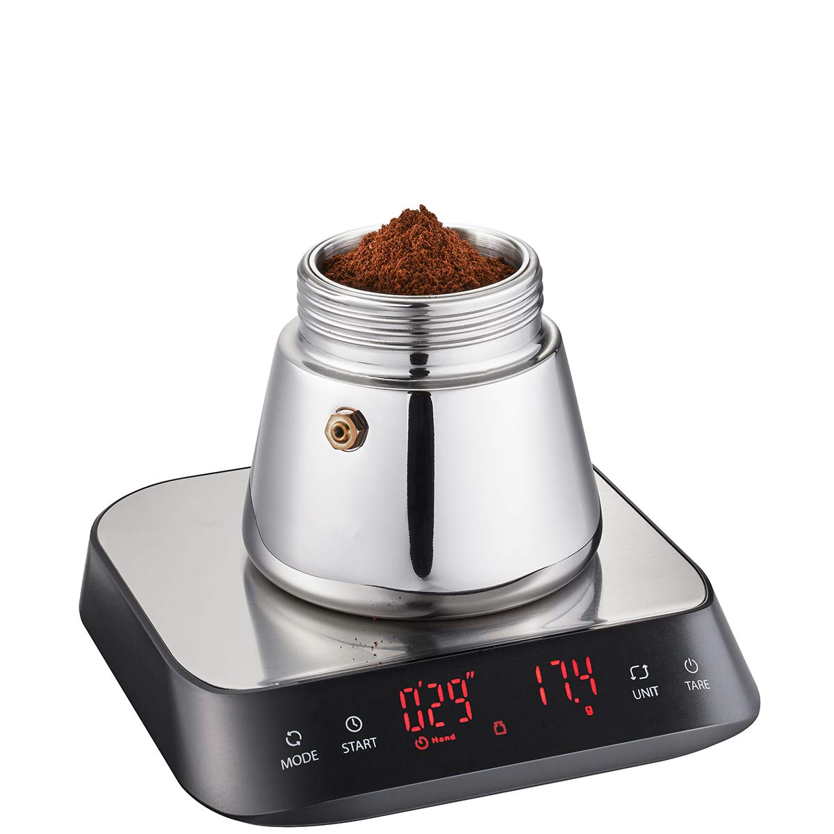 GEFU Fein- & Küchenwaage PREZISO | Digitalwaage 1 g–3 kg mit 0,1 g Teilung, Barista-Funktion, LED-Display | Für Kaffee, Tee, Gewürze, Backen | Edelstahl, inkl. Batterien