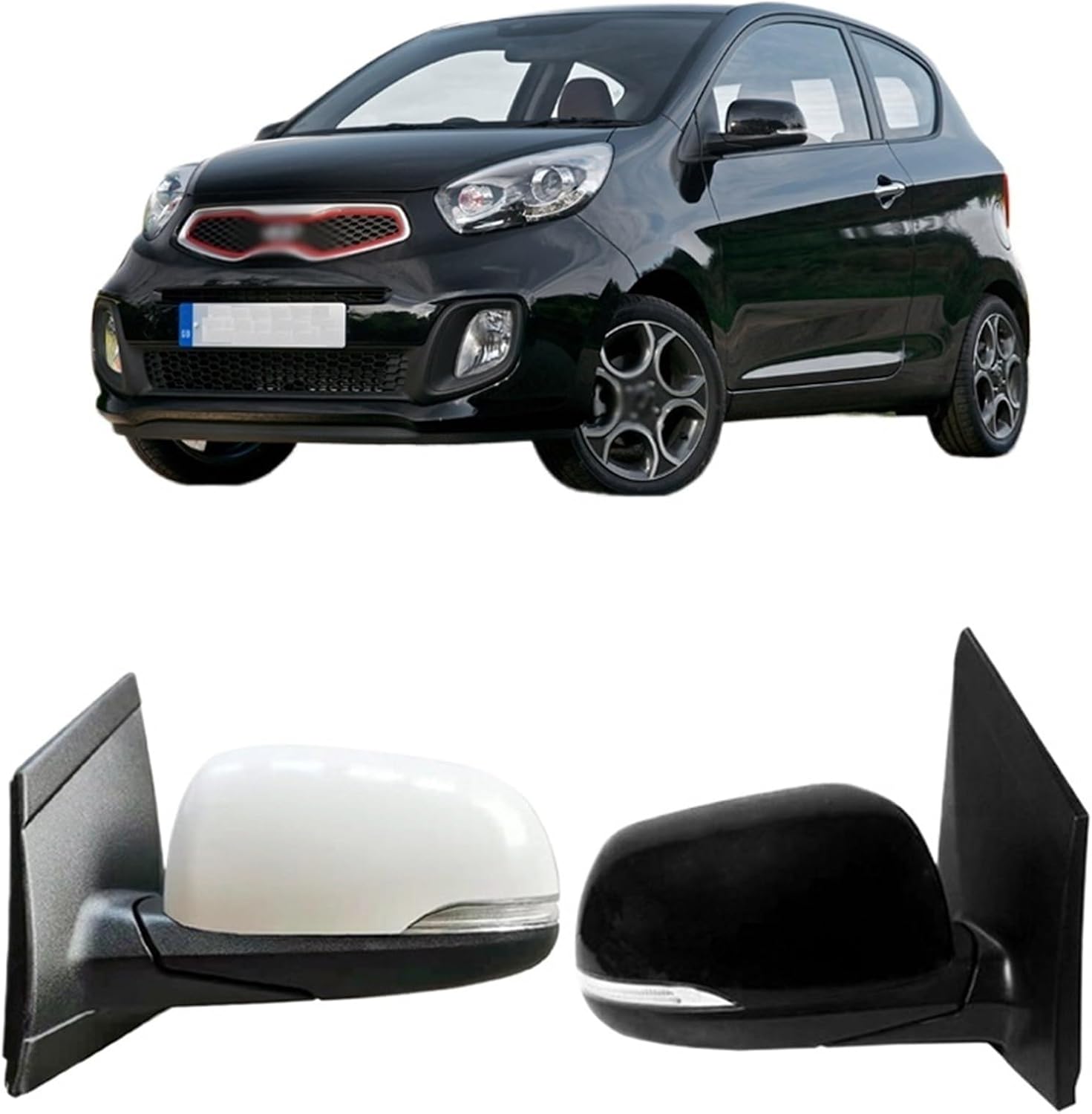 Car Rearview Mirror Assembly Compatible For Kia Picanto 2012-2016 Electric With Lamp Auto Side Rear Mirror Replacement Assembly 5/7/8 Wire(5 Wires Left Side)