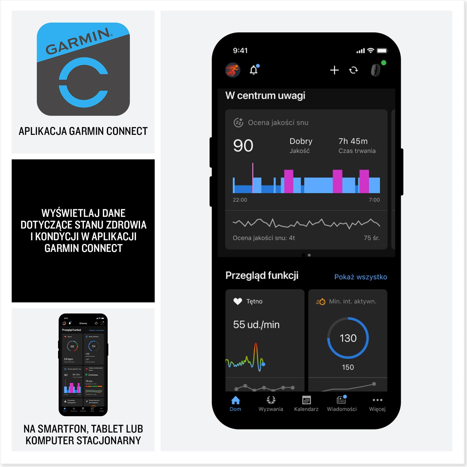 Garmin CIRQA Smart Band Dyskretny Tracker Aktywności, L/XL, Black