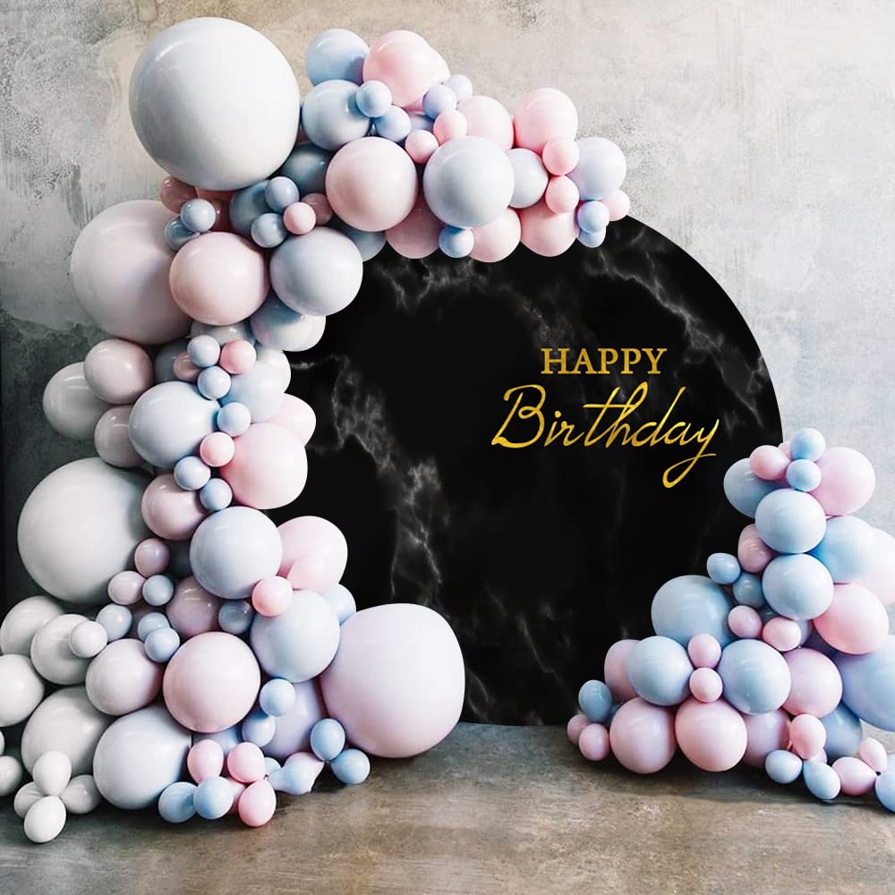 Aoihrraan 200cm Durchmesser Alles Gute Zum Geburtstag Rund Fotografie Hintergrund Dunkelschwarz Abstrakt Einfarbiger Hintergrund Kindergeburtstag Party Dekor Baby Erwachsene Porträt Studio Requisiten