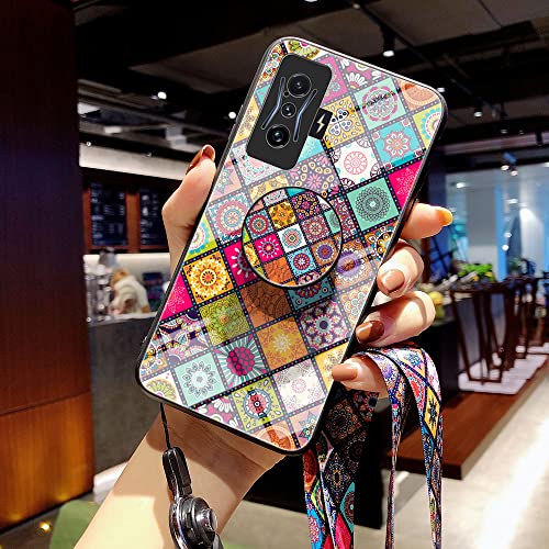 Reptåligt glasfodral med snodd & fäste för Xiaomi Redmi K50/G