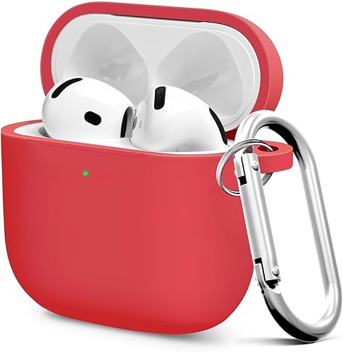 Vista 190 de Funda compatible con AirPods de tercera generación, accesorios de protección de silicona con llavero y kit de limpiador para mujeres y hombres, LED