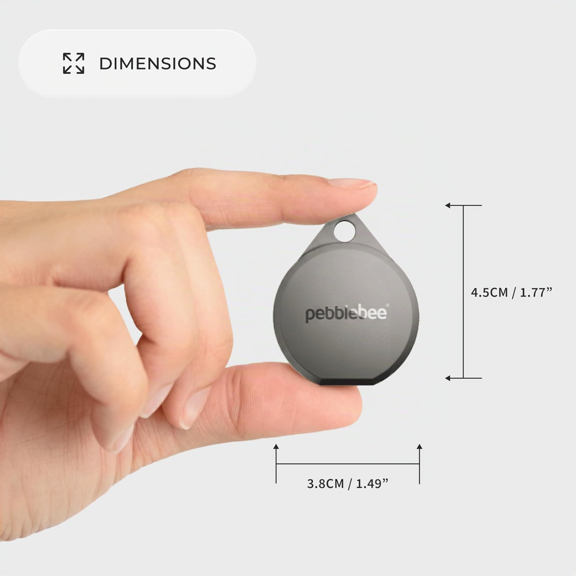 Pebblebee Clip 5 | Étiquette de suivi Bluetooth rechargeable pour clés et sacs | Alternative aux traqueurs Air Tag et Android | Sirène 130 dB, LED stroboscopique lumineux, batterie de 12 mois, mode de