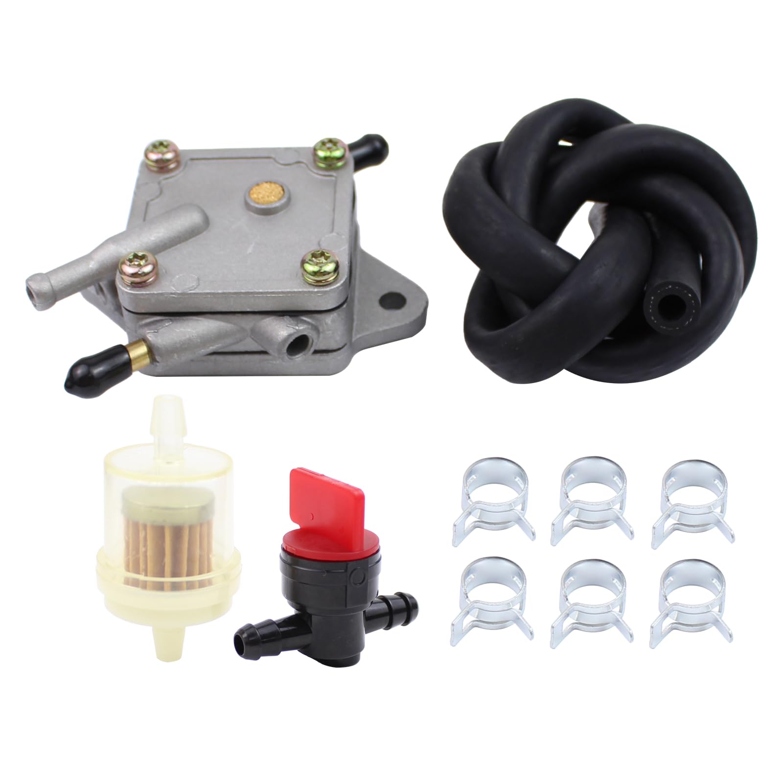 Benzinpumpe Kraftstoffpumpe mit Kraftstofffilter Kraftstoffleitung Absperrhahn Klemmen für Aprilia Leonardo 125 Leonardo 150 Habana 125 Scarabeo 125 Moto 6.5 Leonardo 250 Leonardo 300 Grande