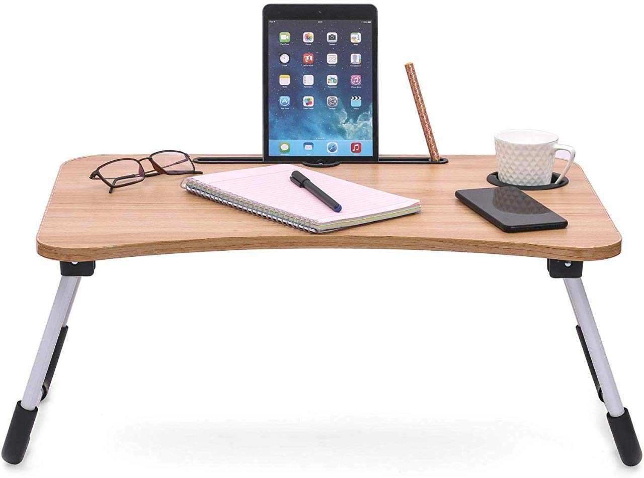 LAPO Smart Multi-Purpose Foldable Laptop Table with Dock Stand | Lapdesk for Children Bed | Study Table | Bed Table | Foldable and Portable | Non-Slip Legs(Wood) (B08W1YCK92) Amazon Price History, Amazon Price Tracker