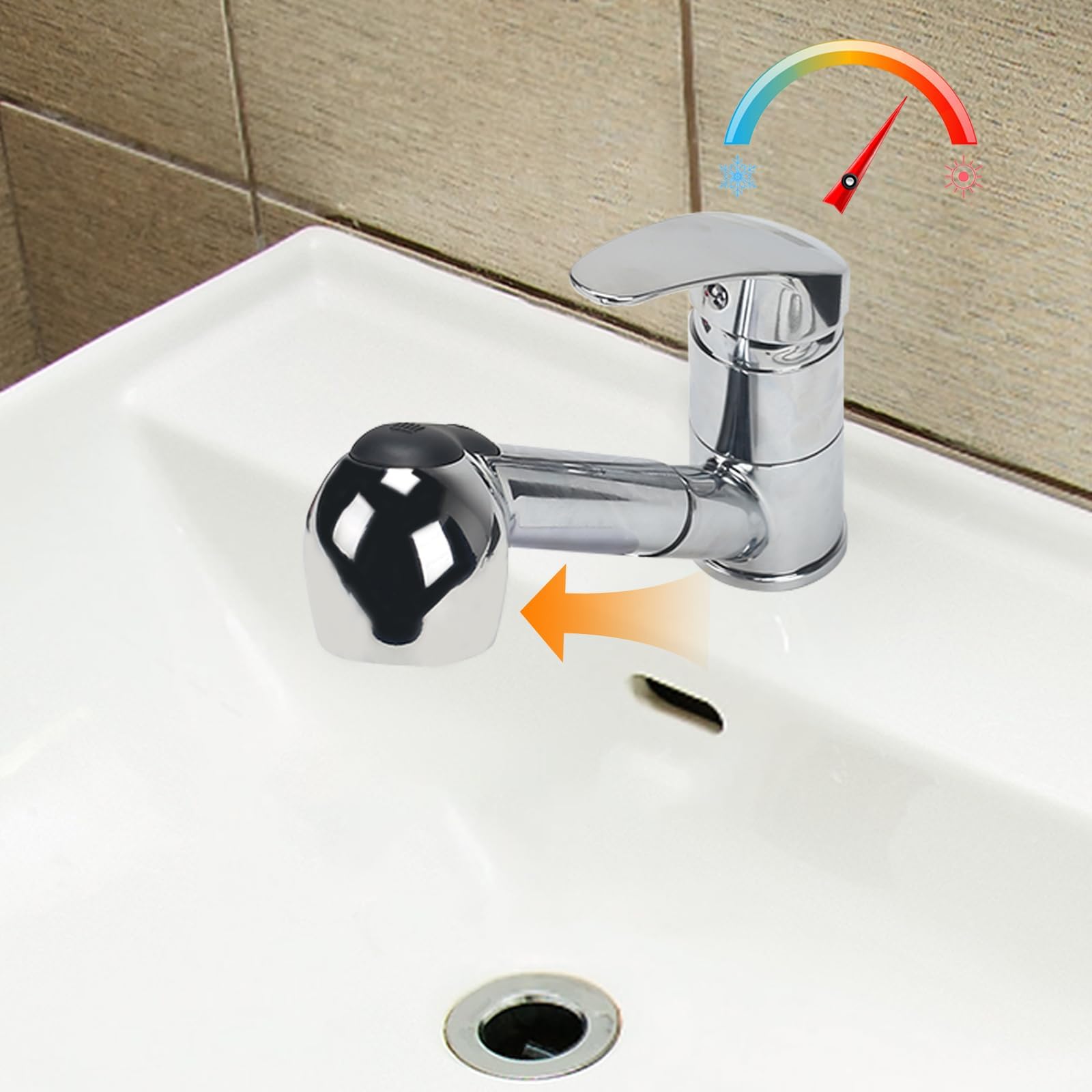 Mitigeur Cuisine avec Douchette Extractible Chromé Pivotant 360° | Robinet Cuisine 2 Modes de Jet Robinet Evier de Cuisine Mitigeur Evier en Laiton Robinetterie de Cuisine Froide et Chaude