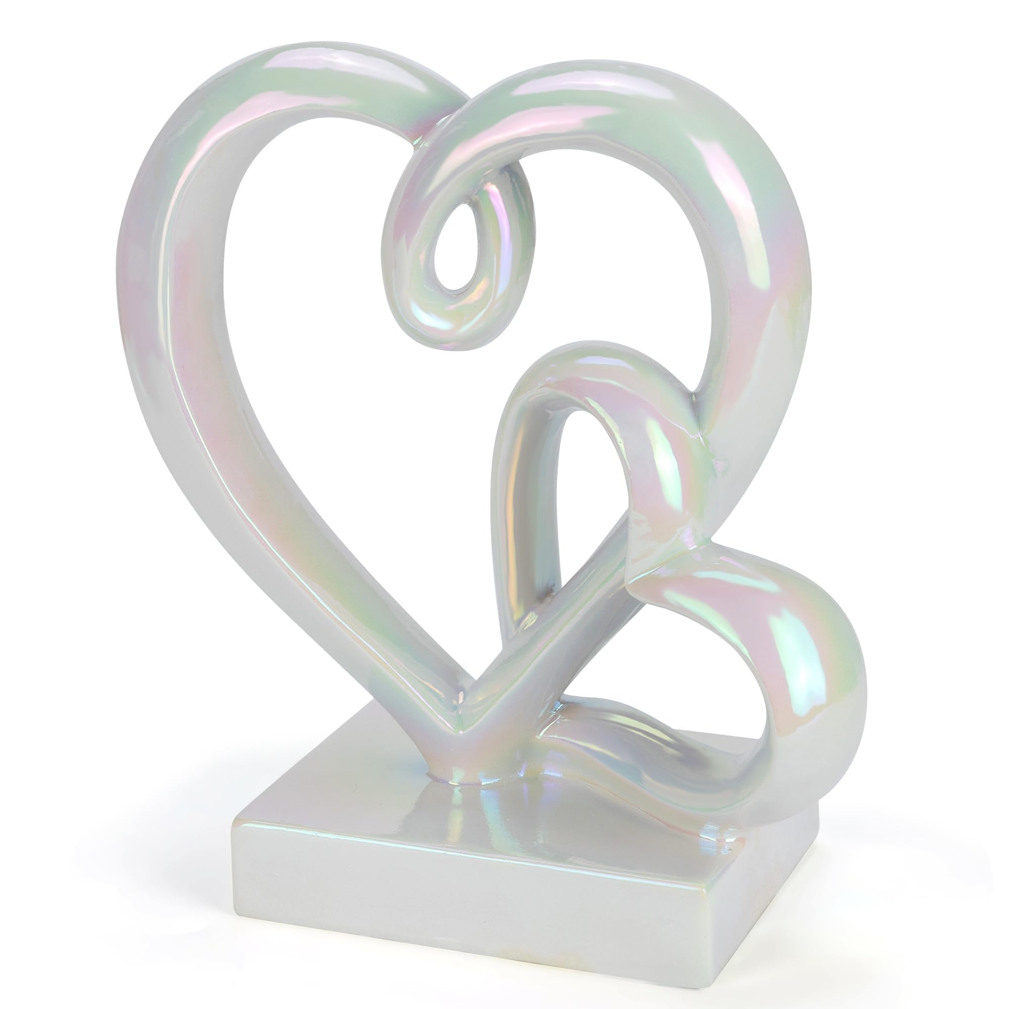 Delicate Moment Mother's Day Wedding Anniversary Couples Gifts-Two Hearts Decor Statue,1st to 50th for Her/Him,Engagement Present, Shimmering Love