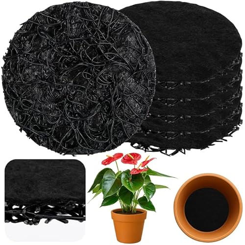 Mizelu 6 Pack Pot Mesh Drainage Discs, 6 Inch Thickened Drainage Hole Insert Pads, Reusable Plant Pot Bottom Mesh Mats for Indoor Outdoor Gardening to Prevent Soil Loss and Keep Root Healthy