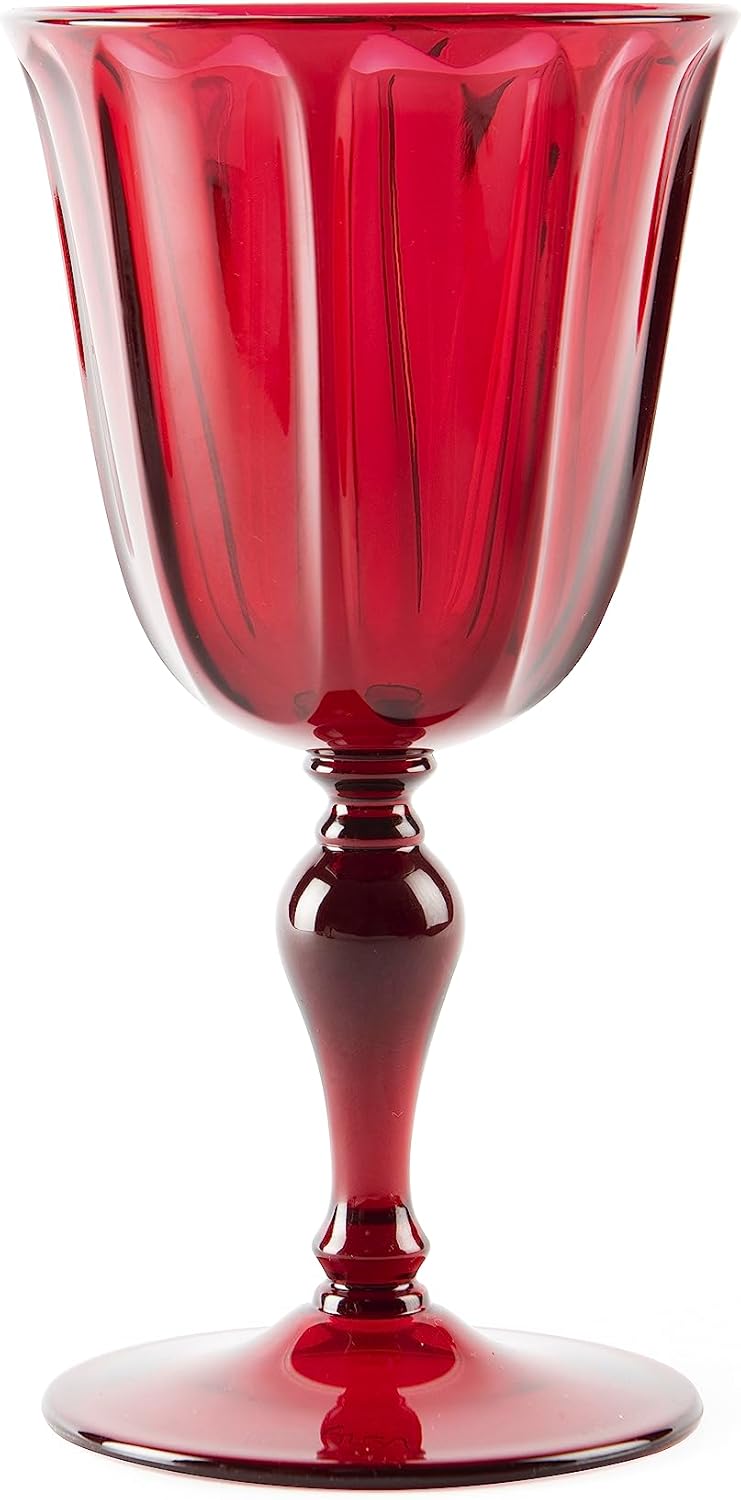 Excelsa Country Set of 6 Red Goblets, Reusable Plastic, Capacity 250 ml