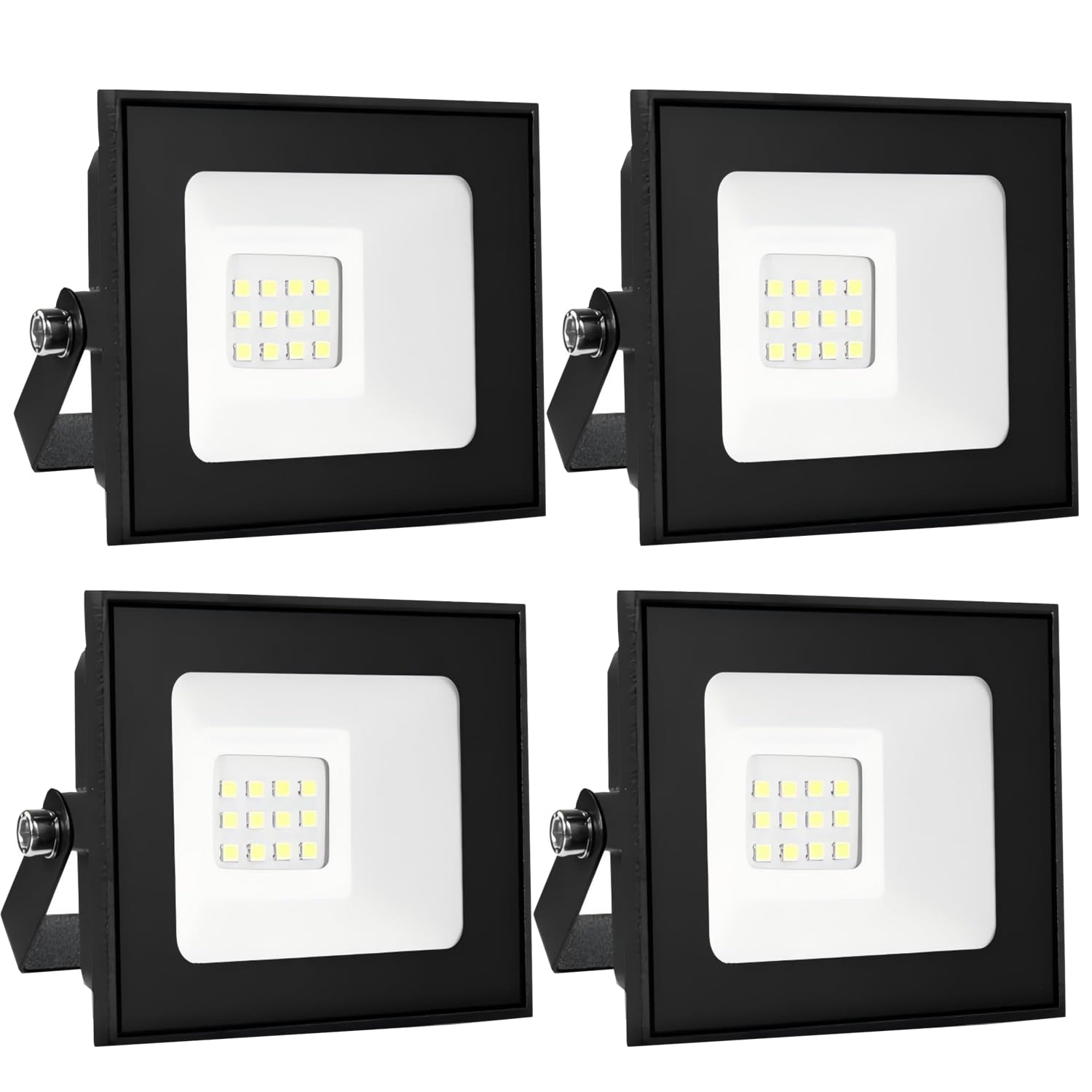 wowspeed 10W Led Floodlight Outdoor 4 Packs, IP66 Waterproof 1000lm Security Light, 220V Cold White 6500K Wall Light Work Lighting, Outside LED Lights for Garage, Garden, Backyard, Hallway