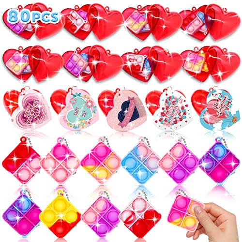 Valentines Day Gifts For Kids-40 Valentines Cards With 80 Pop Fidget Toys Bulk,Valentine's Day Toys, Valentine Exchange Gift For Classroom, School Party Favors For Kids,Valentine's Day Prizes #TOP9