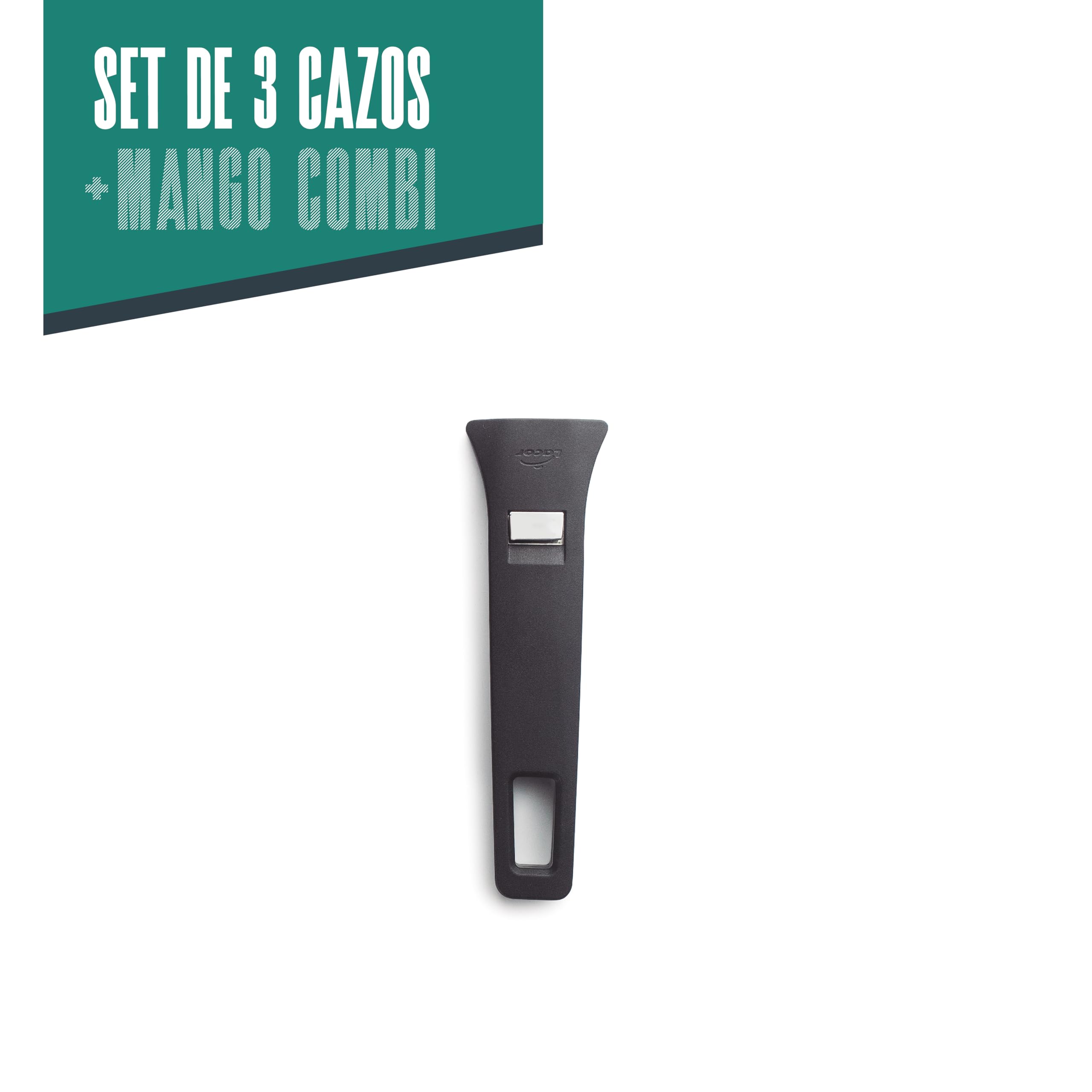 Lacor 56610 - Ensemble de 3 casseroles combinées, + anse, empilables | Ustensile professionnel durable; conçu pour un rendement optimal y nettoyage rapide et facile au lave-vaisselle