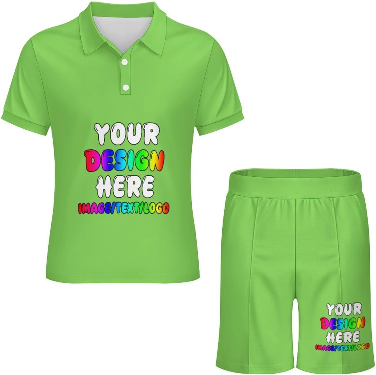 Custom Polo Shirt Set for Men, Personalize Golf Polo Shirt Pants with Text and Logo