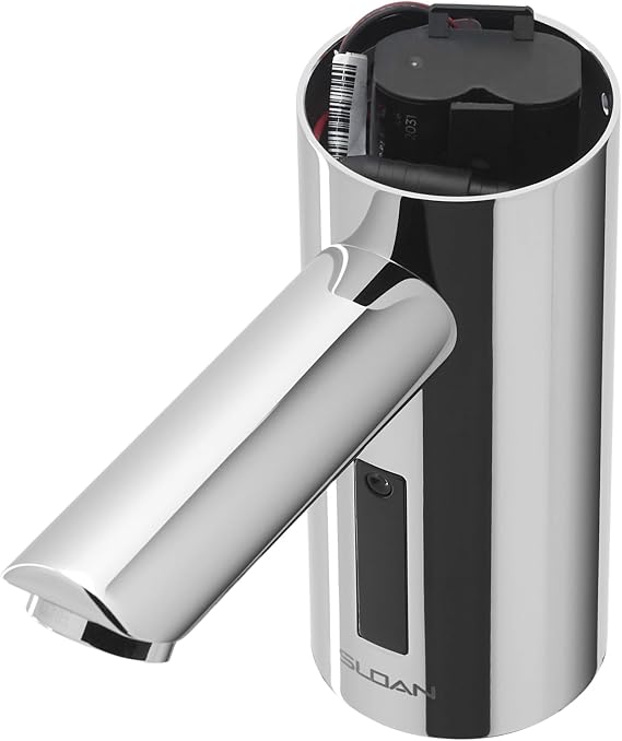 Sloan Optima EAF-250 Sensor Activated Touch-Free Faucet, Commercial Grade with Mounting Hardware - 0.5 GPM Battery-Powered Deck-Mounted Mid Body, Polished Chrome Finish, 3335060